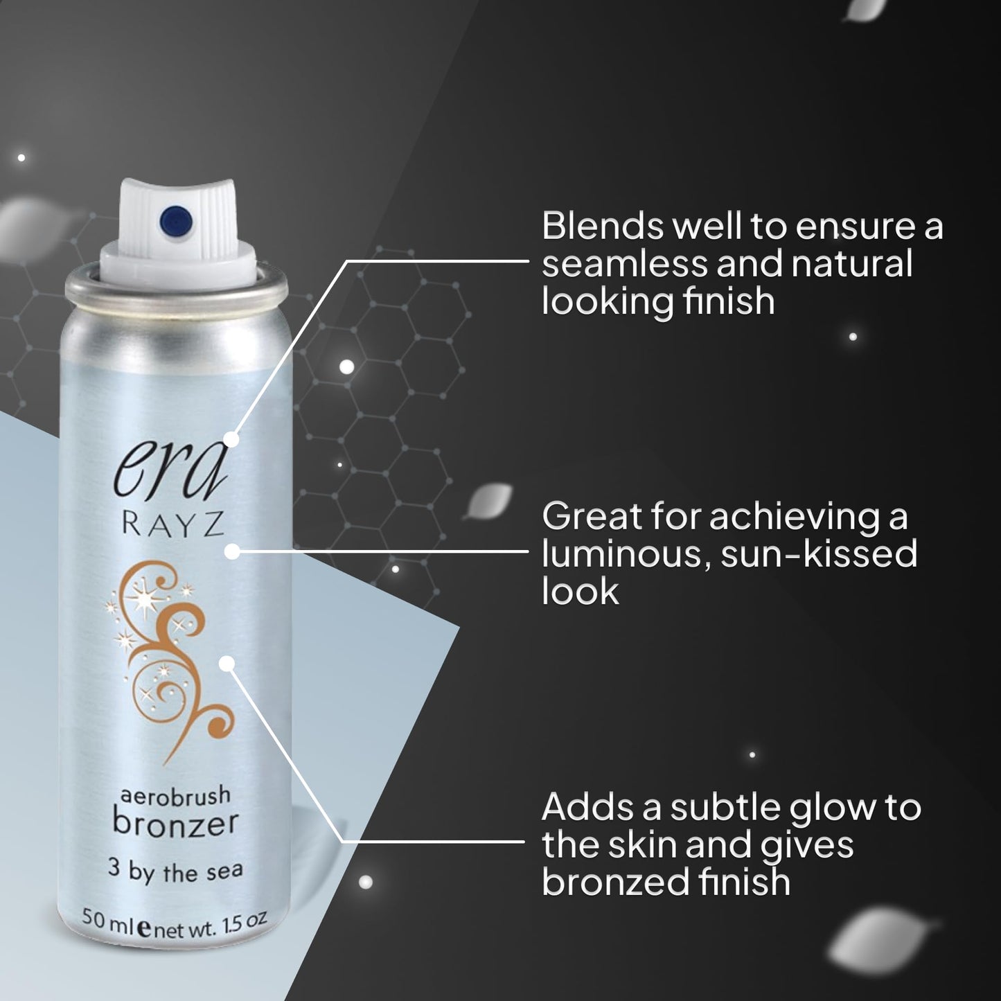 ERA Rayz Spray on Bronzer (3 by the Sea, 1.5 oz) - Airbrush Makeup, Everyday, Buildable, Professional Cosmetics by Era Beauty, Dark Bronze Beauty & Personal Care ERA Beauty