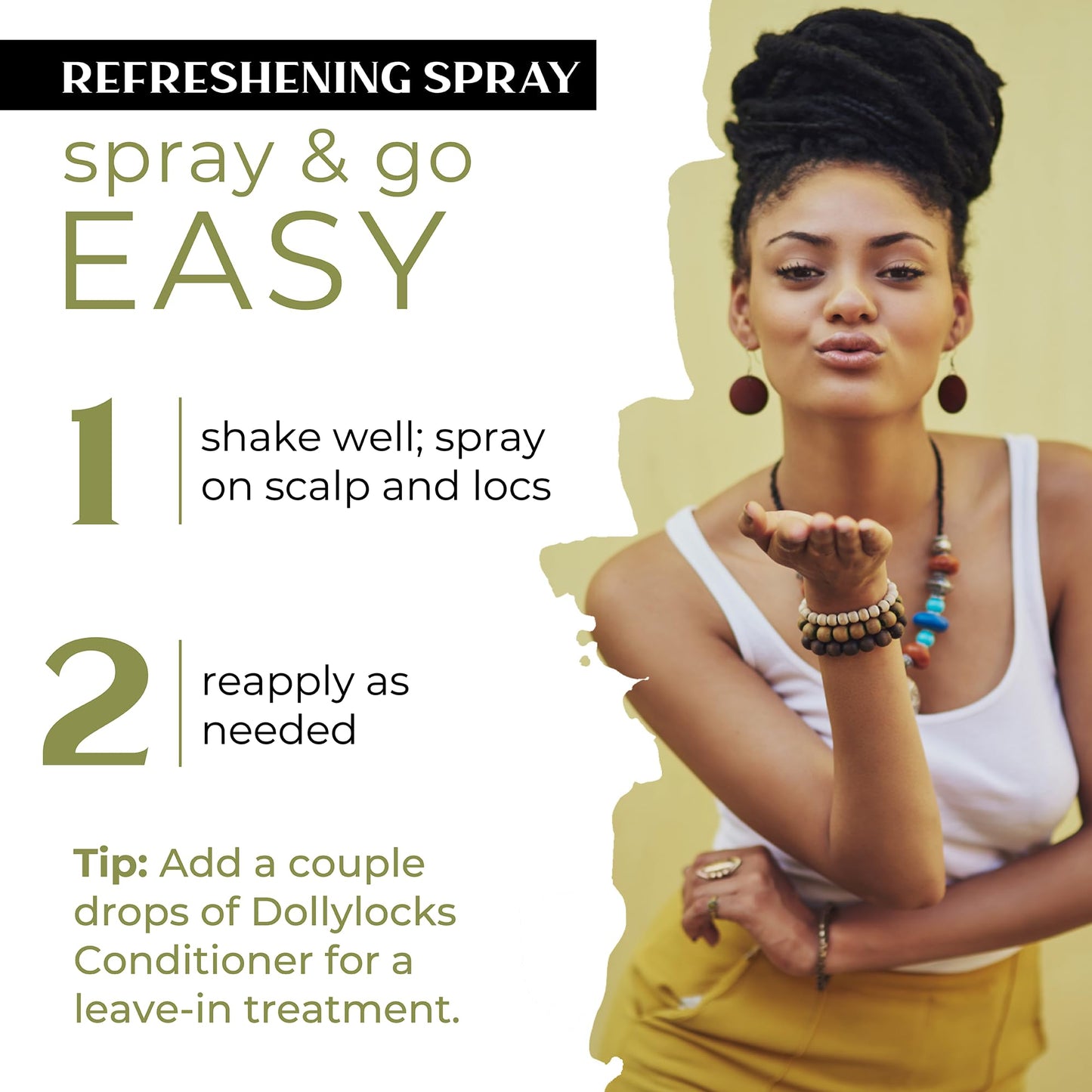 Dollylocks Refreshening Spray for Locs, Braids, Extensions, Dreadlocks | Tea Tree Spearmint | Plant-based, Residue-free, Sulfate-free | Refresh Beauty & Personal Care Dollylocks