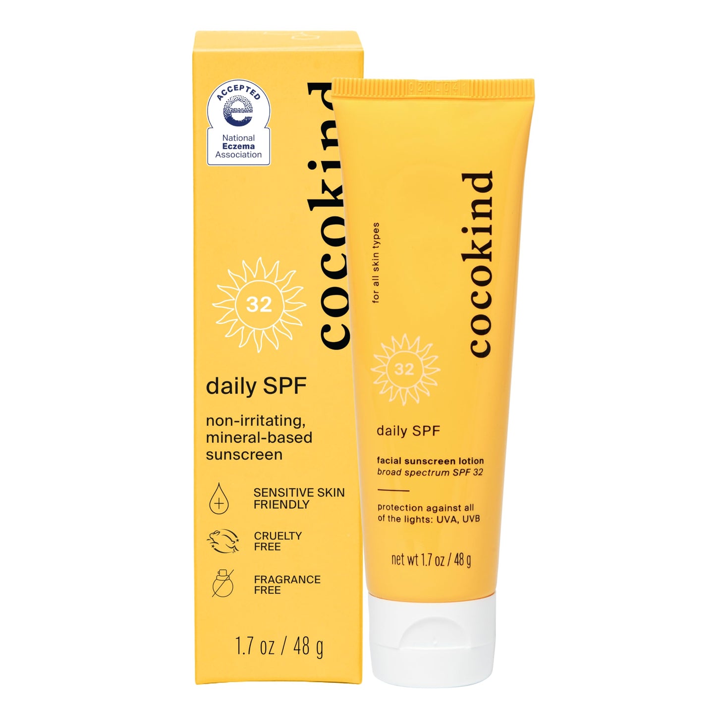 Cocokind Daily SPF, Mineral Face Sunscreen with Zinc Oxide, SPF 32, Reef Safe, Unscented, All Skin Types, Non-Toxic, Cruelty Free, 1.7 fl oz Beauty & Personal Care Cocokind