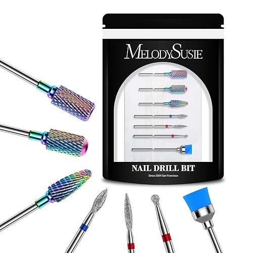 MelodySusie Nail Drill Bits Set, 7pcs Tungsten Carbide Diamond Nail Drill Bits for Acrylic Nails Poly Gel Cuticle Remove, 3/32'' Professional Nail Beauty & Personal Care MelodySusie