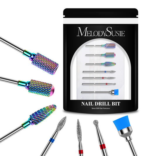 MelodySusie Nail Drill Bits Set, 7pcs Tungsten Carbide Diamond Nail Drill Bits for Acrylic Nails Poly Gel Cuticle Remove, 3/32'' Professional Nail Beauty & Personal Care MelodySusie
