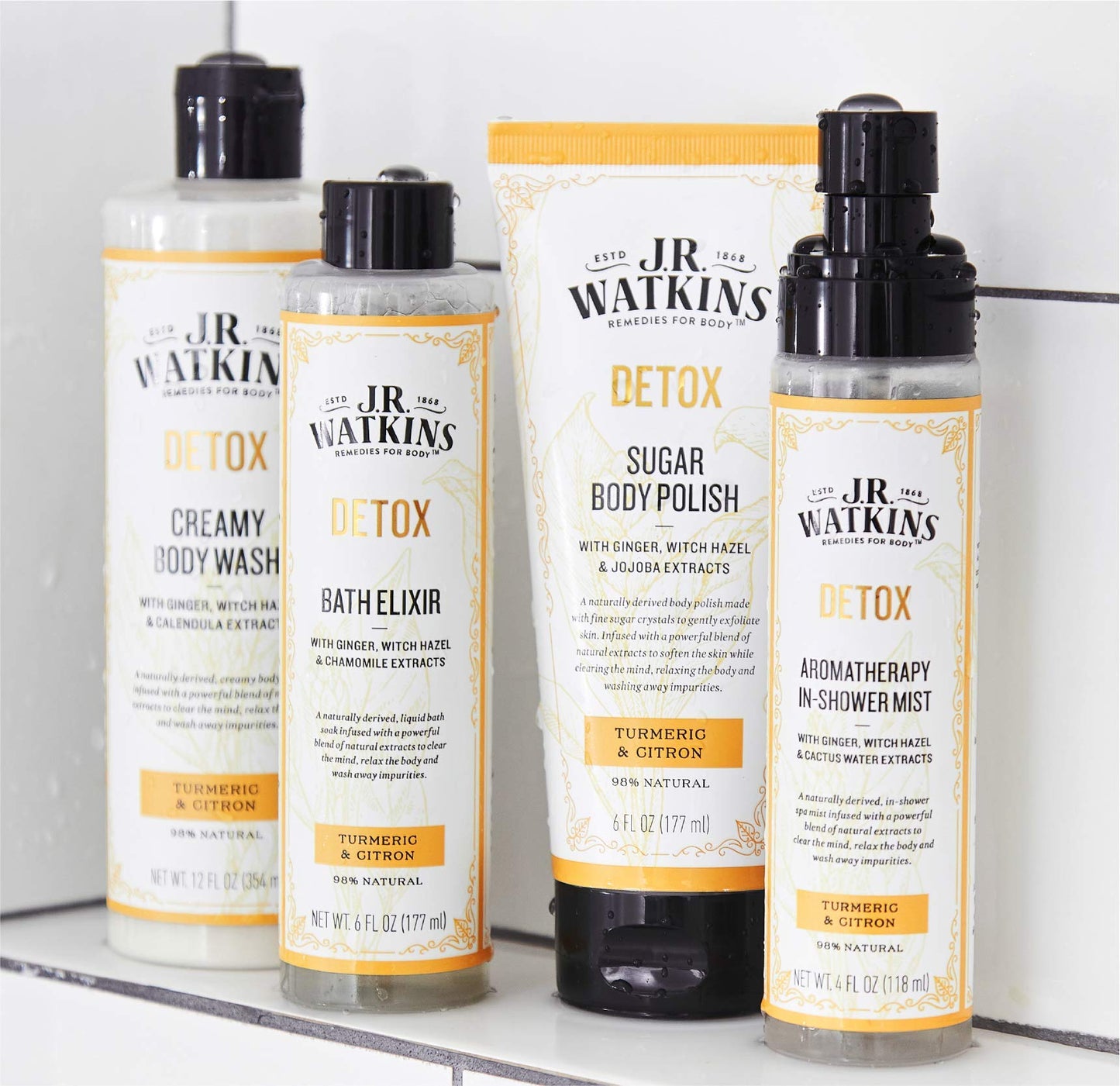J.R. Watkins Detox Bath Elixir, Liquid Bath Soak Turmeric & Citron with Detoxifying Natural Extracts, No Salt, No Residue, 6 oz Beauty and Personal Care J.R. Watkins