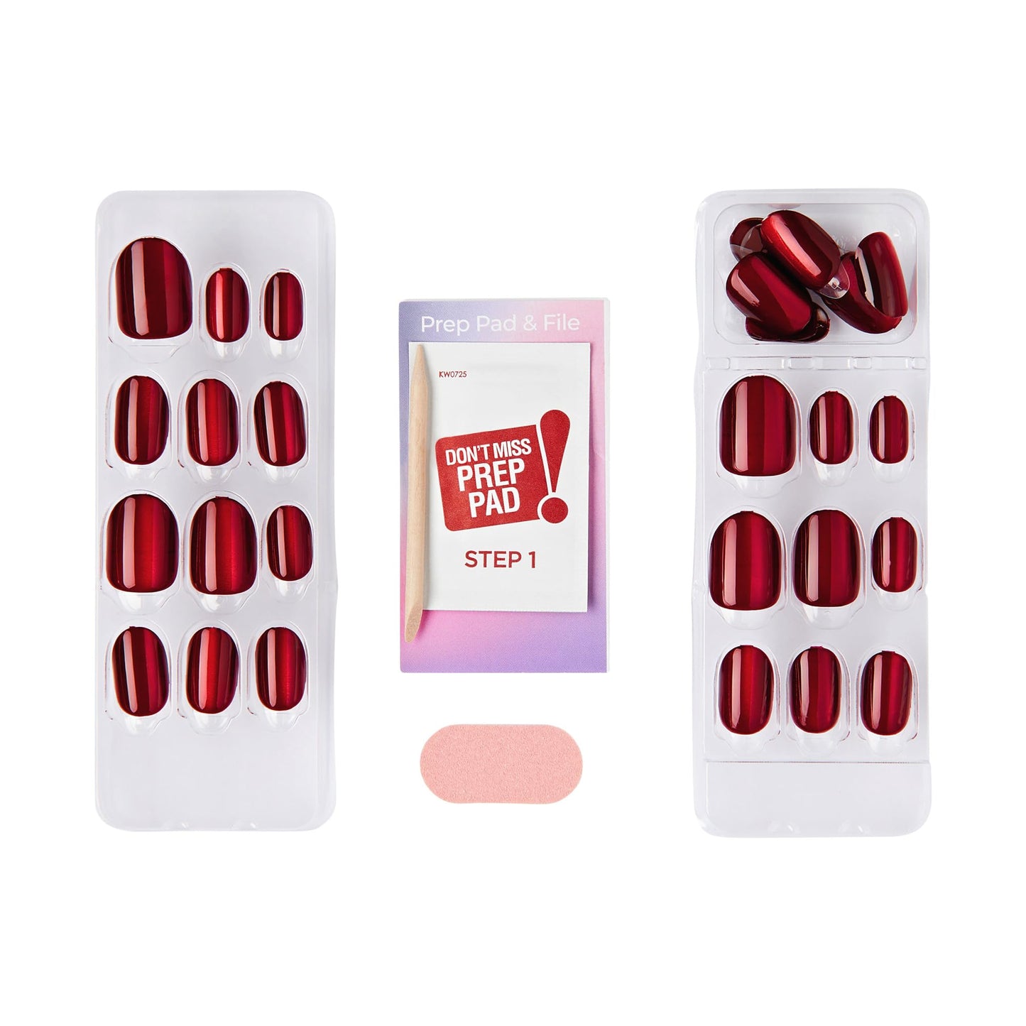 Kiss colorFX by Impress Press On Nails, Hidden Gem, 30 No Glue Peel and Stick Nails Kit with IMPROVED Adhesive, Red Short Oval Chrome Effect, Includes Beauty and Personal Care imPRESS