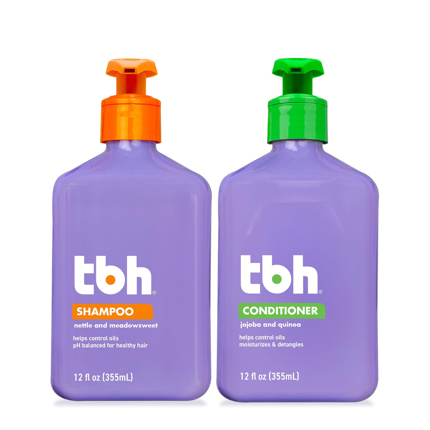 TBH Kids & Teen Shampoo and Conditioner Set - Sulfate & Paraben Free, Lightweight & Hydrating Hair Care for All Hair Types - 2-Pack, 12 oz Each Beauty & Personal Care TBH