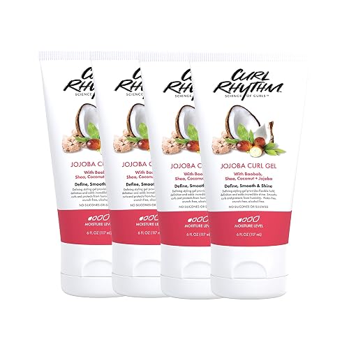 Curl Rhythm Jojoba Curl Gel - Defining Hair Gel for Bouncy, Nourished Waves - Curly Hair Styling Gel with Shea and Coconut - Sulfate Free - 4 pc Beauty & Personal Care Curl Rhythm