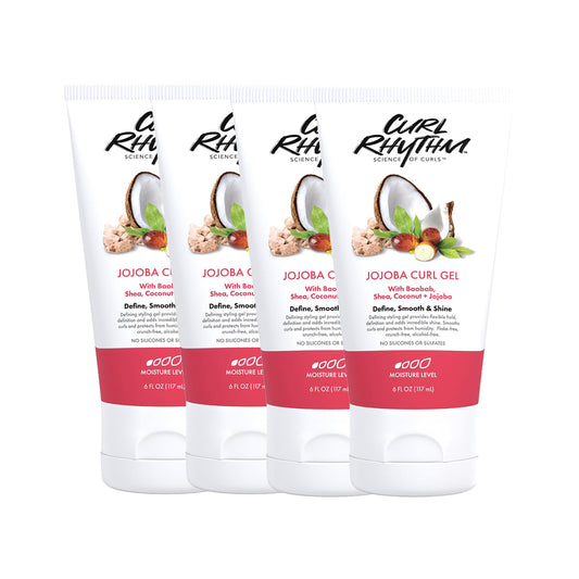 Curl Rhythm Jojoba Curl Gel - Defining Hair Gel for Bouncy, Nourished Waves - Curly Hair Styling Gel with Shea and Coconut - Sulfate Free - 4 pc Beauty & Personal Care Curl Rhythm