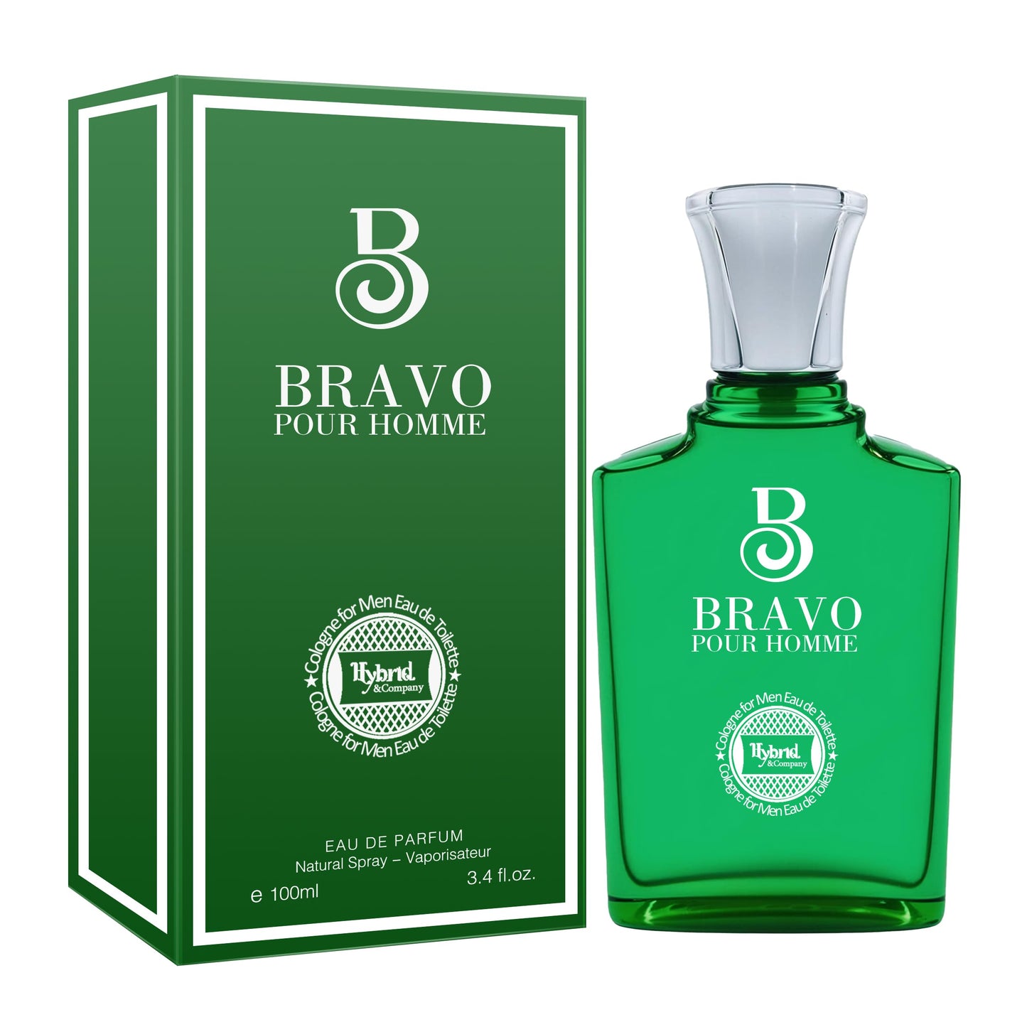 Hybrid & Company Bravo Pour Homme For Men Eau De Parfum Vaporisateur Natural Spray 3.4 Fl Oz Beauty & Personal Care Hybrid & Company