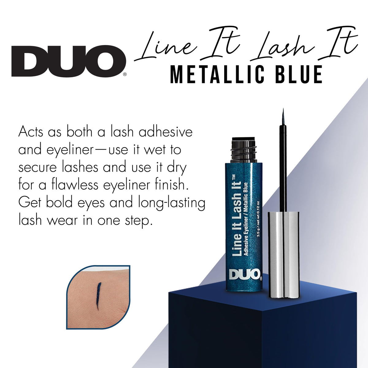 DUO Line It Lash It Lash Glue Liner - Metallic Blue, 2-in-1 Eyeliner & Eyelash Adhesive for Strip & Cluster Lashes, 0.12 oz Beauty & Personal Care DUO