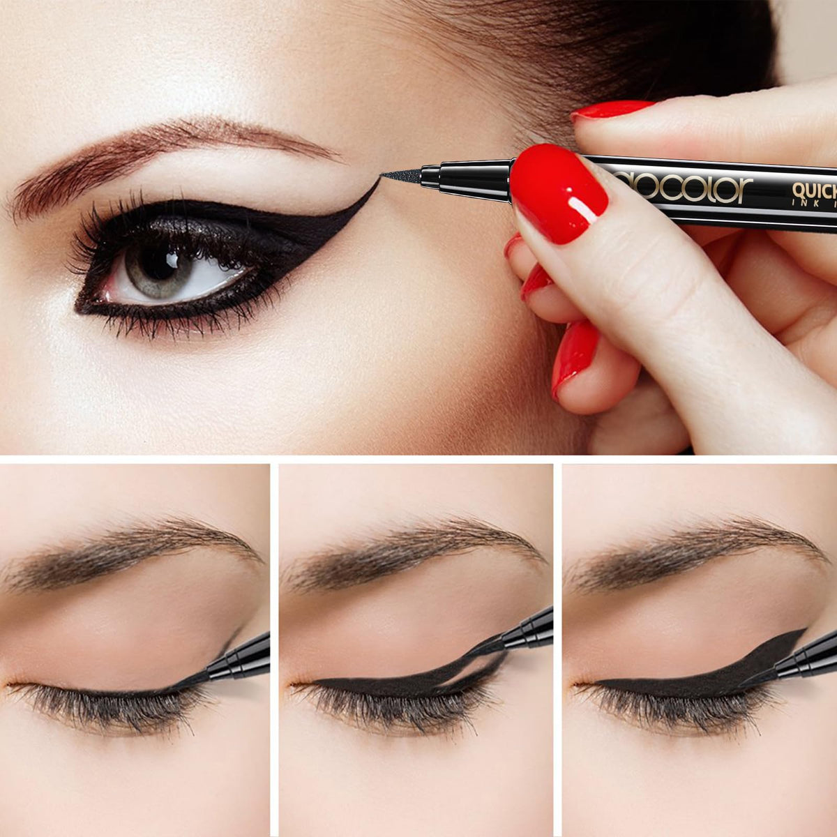 docolor Waterproof Eyeliner Pen Super Slim Precise All Day Black Eyeliner Liquid Professional Makeup Liquid Eye Liner Pencil for Women Beauty & Personal Care docolor