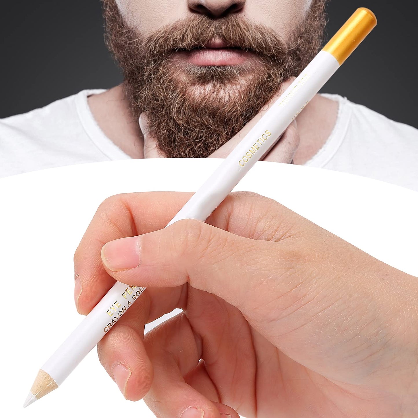 Beard Pencil Filler for Men Thick Beard Shaping Tool with Sharpener, Compact Design Beard Colouring for Men, Beard Liner Pen for Beard, Hairline Beauty and Personal Care Keenso
