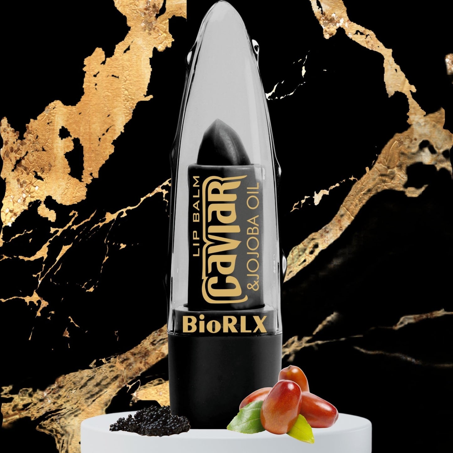 BioRLX Caviar & Jojoba Oil Lip Balm - Luxurious Color-Free Lip Care for Intense Moisture and Smoothness (There Lip Balm) (Caviar & Jojoba, 0.12 Ounce Beauty and Personal Care BioRLX