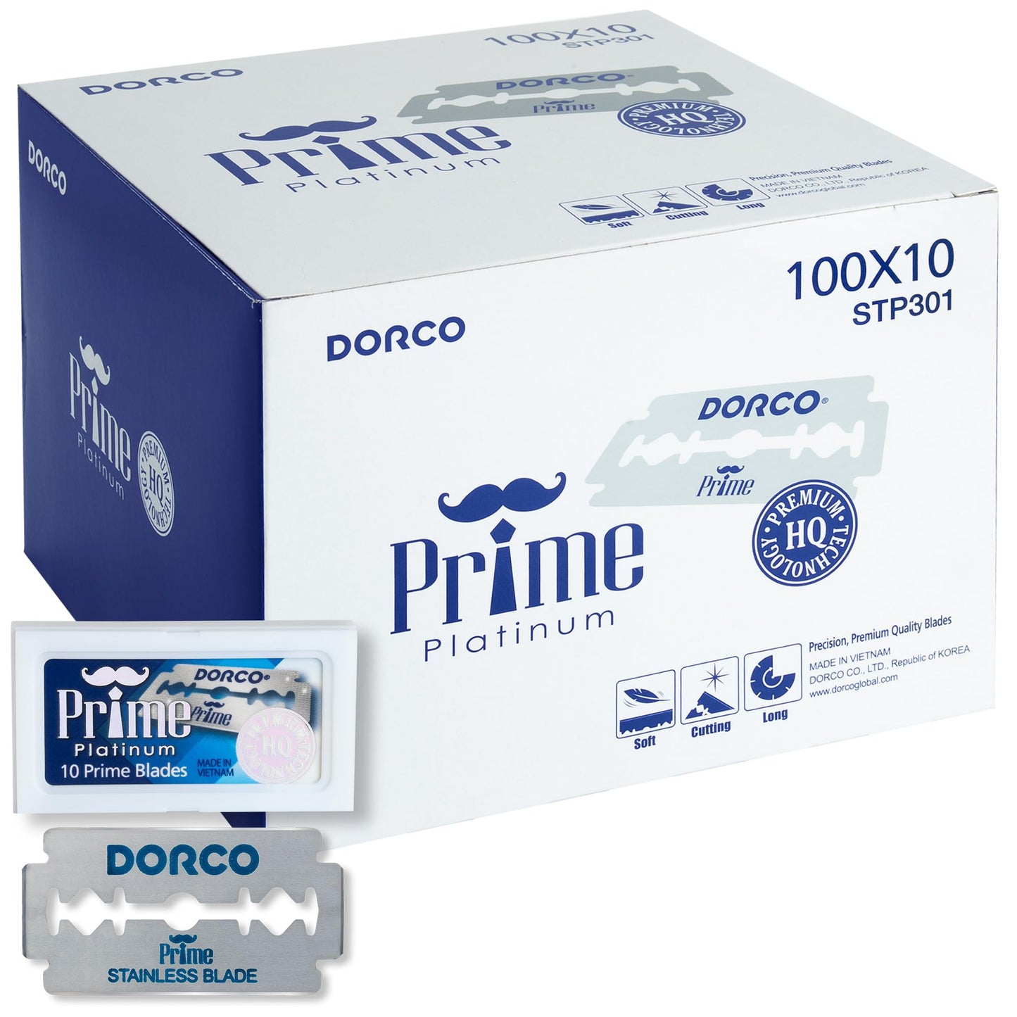 Dorco STP301 Prime Platinum Extra Double Edge Razor Blades 1000 Count, Premium Stainless Steel Shaving Blades, Super Sharp for Smooth, Precise Shave Beauty and Personal Care DORCO