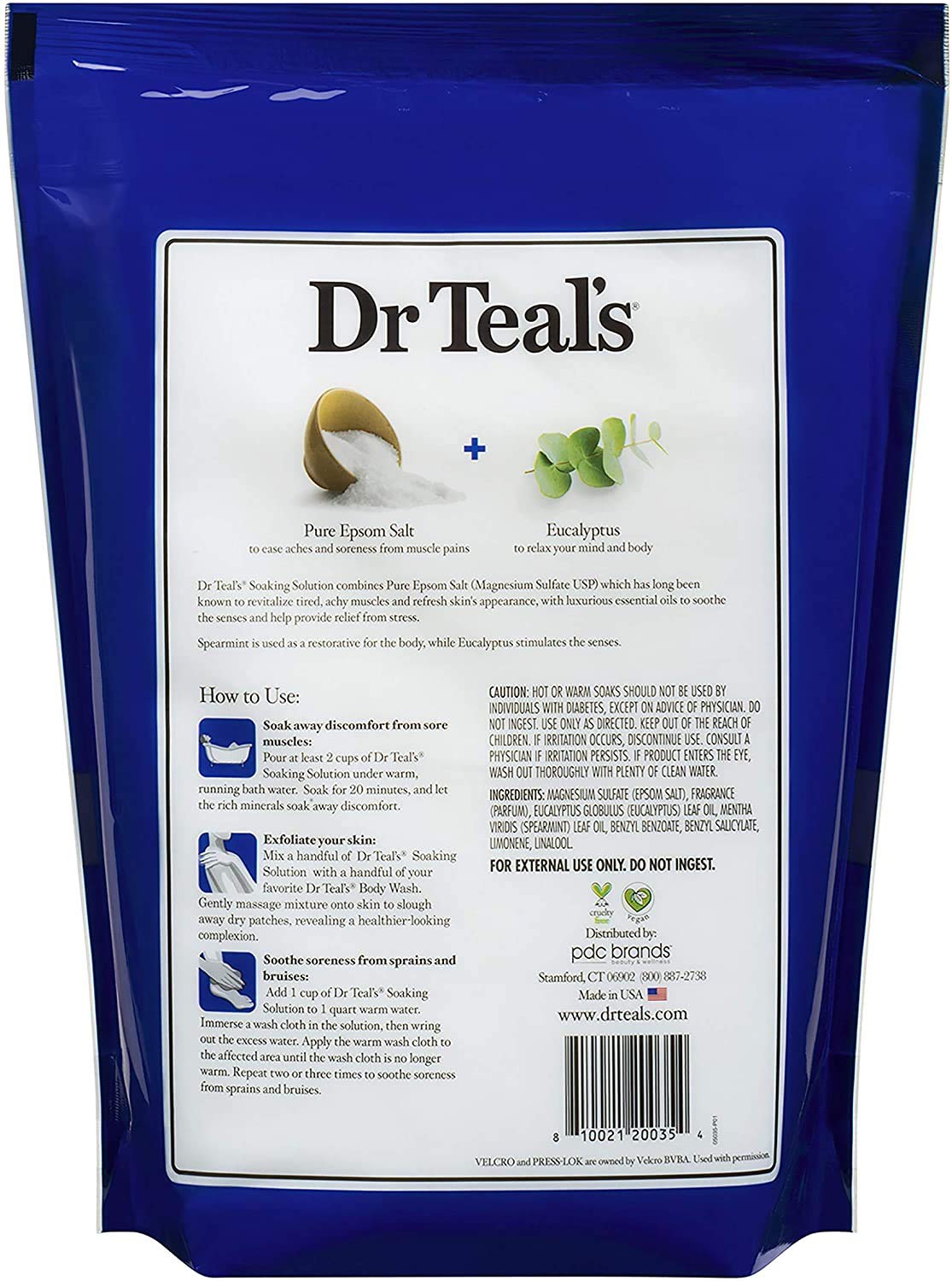 Dr Teal's Eucalyptus & Spearmint Salt Bath (3 Pack, 7lb Ea) - Relax & Relief Formula - Essential Oils Blended with Pure Epsom Salt - Ease Aches Beauty and Personal Care Dr Teal's