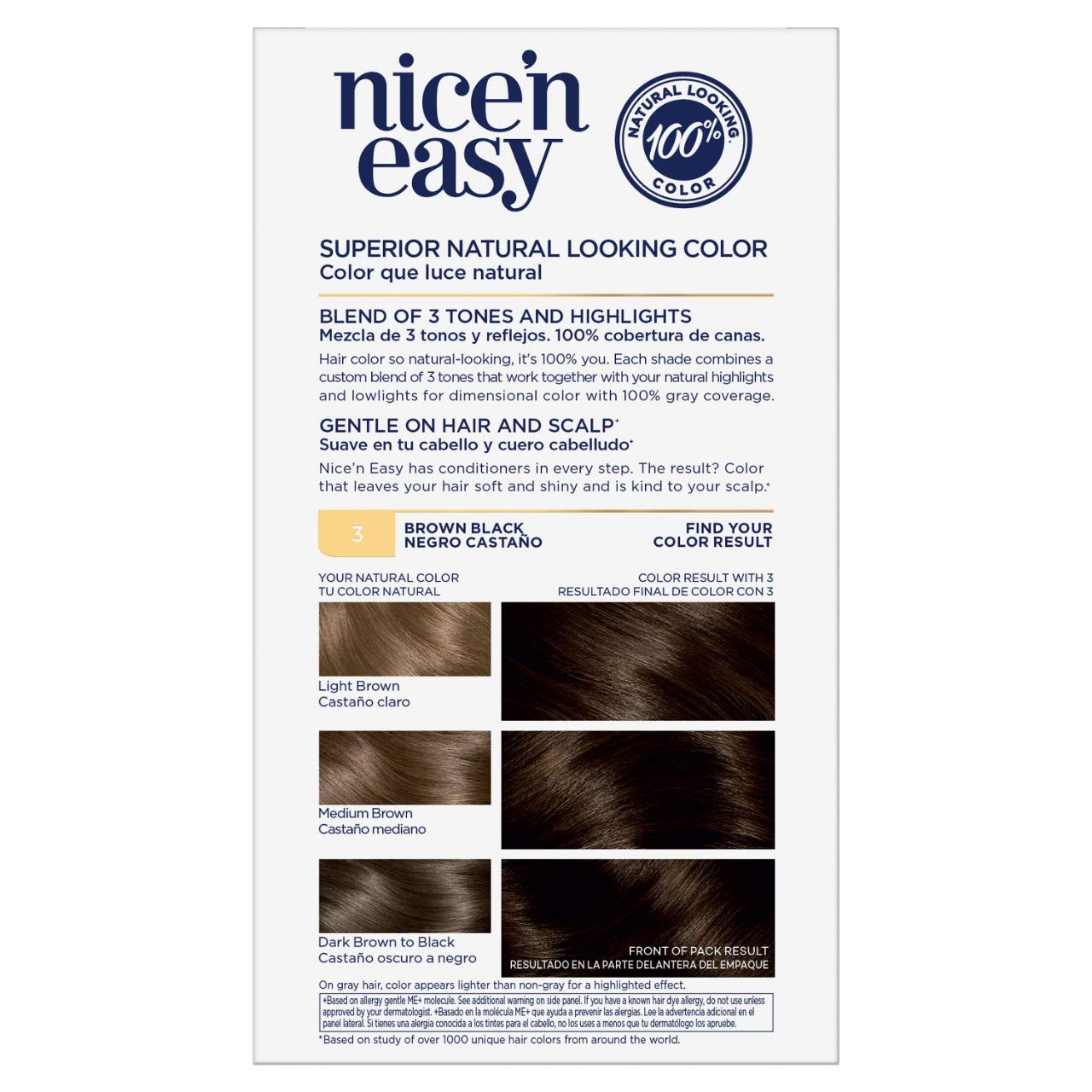 Clairol Nice'n Easy Permanent Hair Dye, 3 Brown Black Hair Color, 3 Count Beauty & Personal Care Clairol