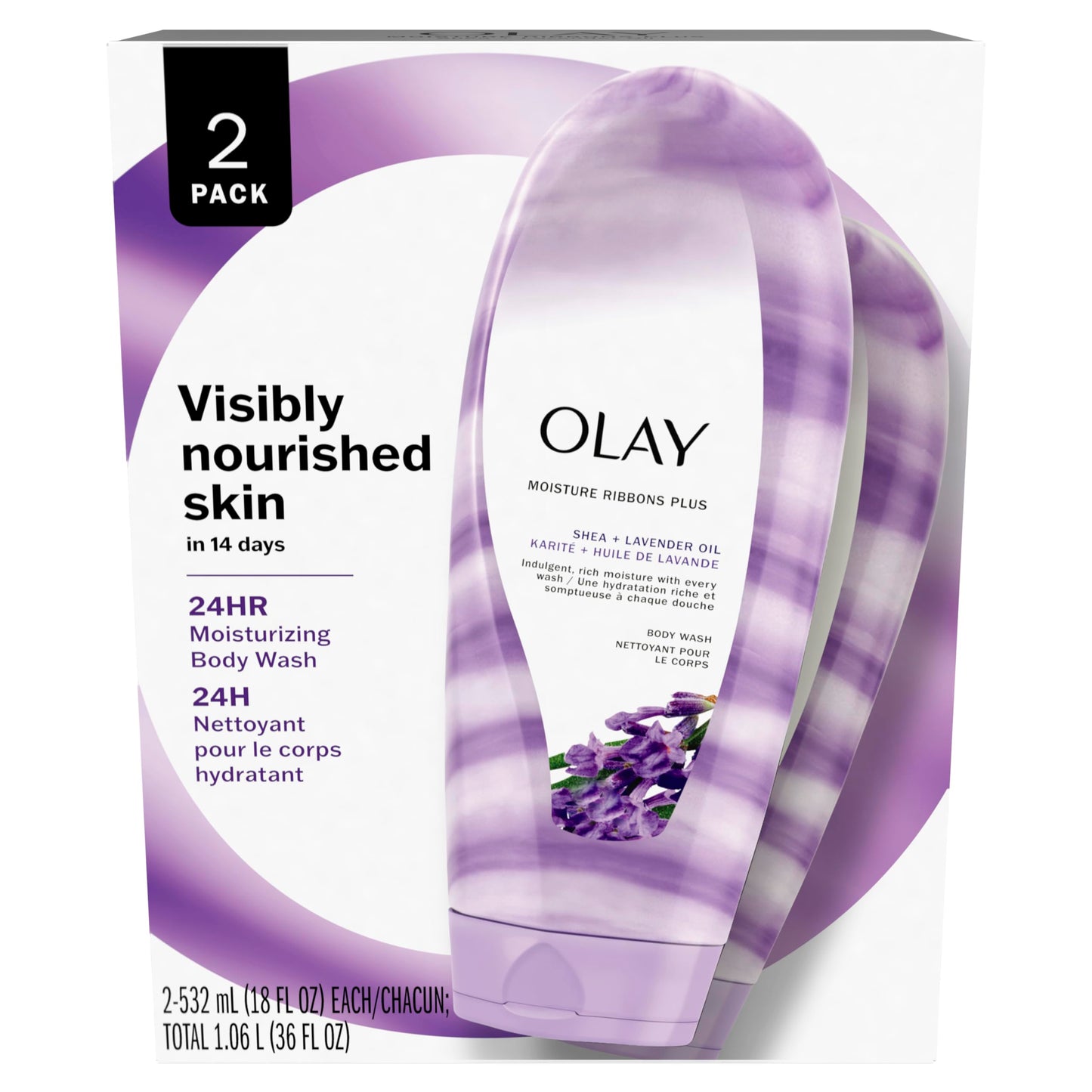 Olay Moisture Ribbons Plus Shea + Lavender Oil Body Wash, 18 oz, (Pack of 2) Beauty & Personal Care Olay