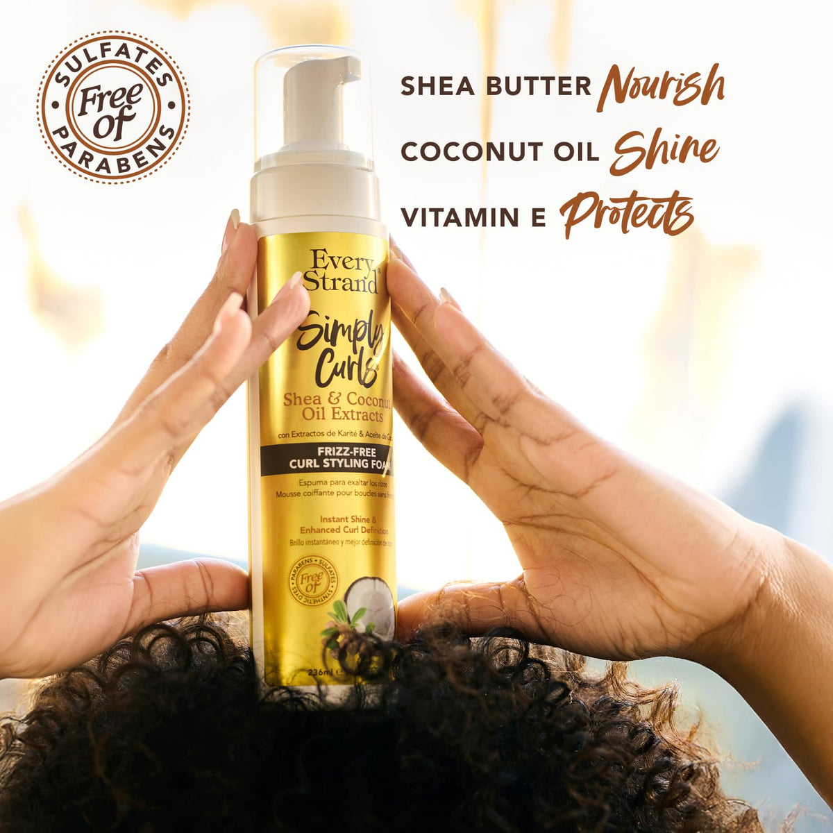 Every Strand Simply Curls Mousse 8 oz, Curl Defining and Volumizing Foam for Wavy, Curly, and Coily Hair, Lightweight Hold for Twist-Outs Beauty & Personal Care Every Strand