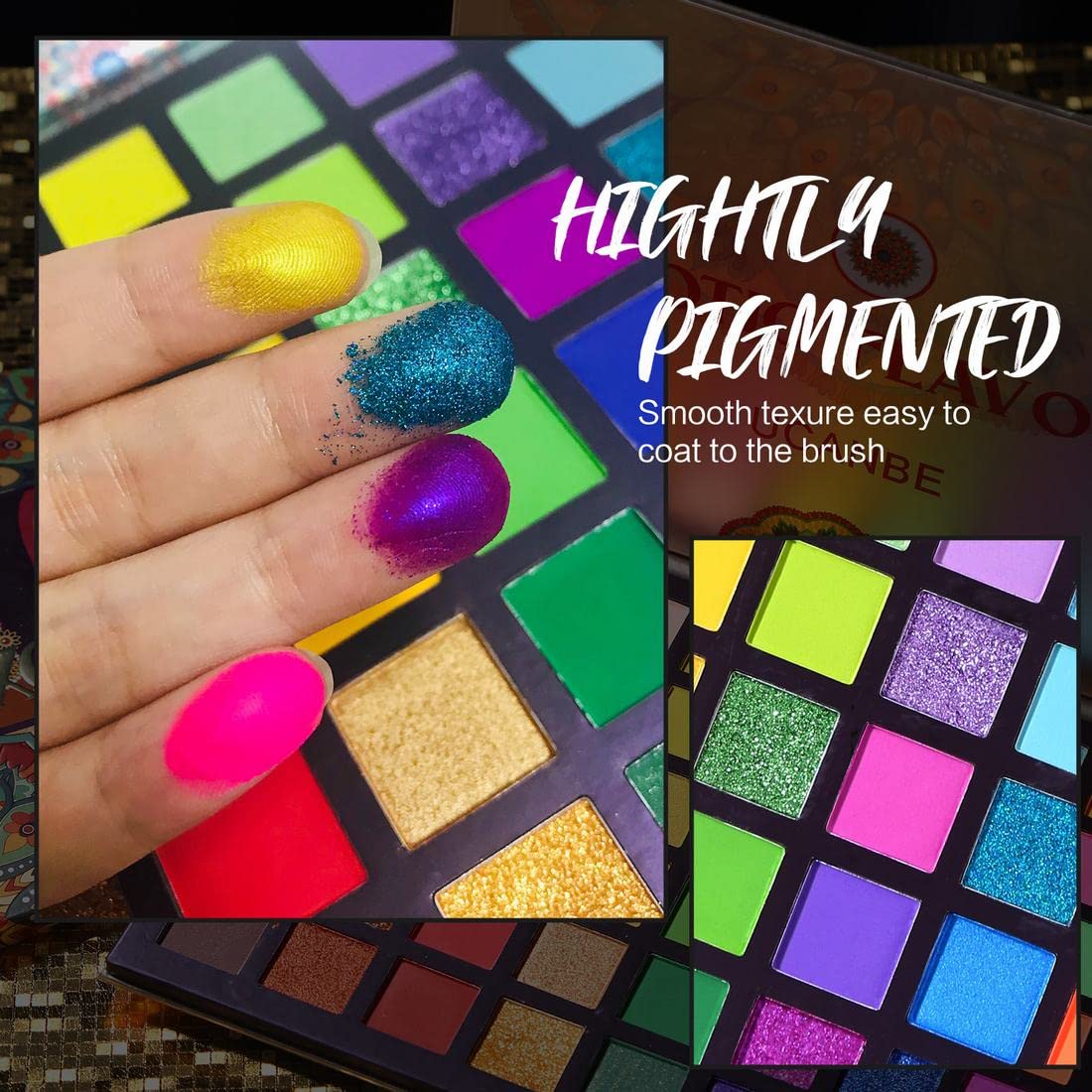 UCANBE EXOTIC FLAVORS Neon Eyeshadow Makeup Palette - 48 Colorful High Pigmented - Rainbow Matte Shimmer Glitter Eye Shadow Make Up Pallet Gift Set Beauty & Personal Care UCANBE