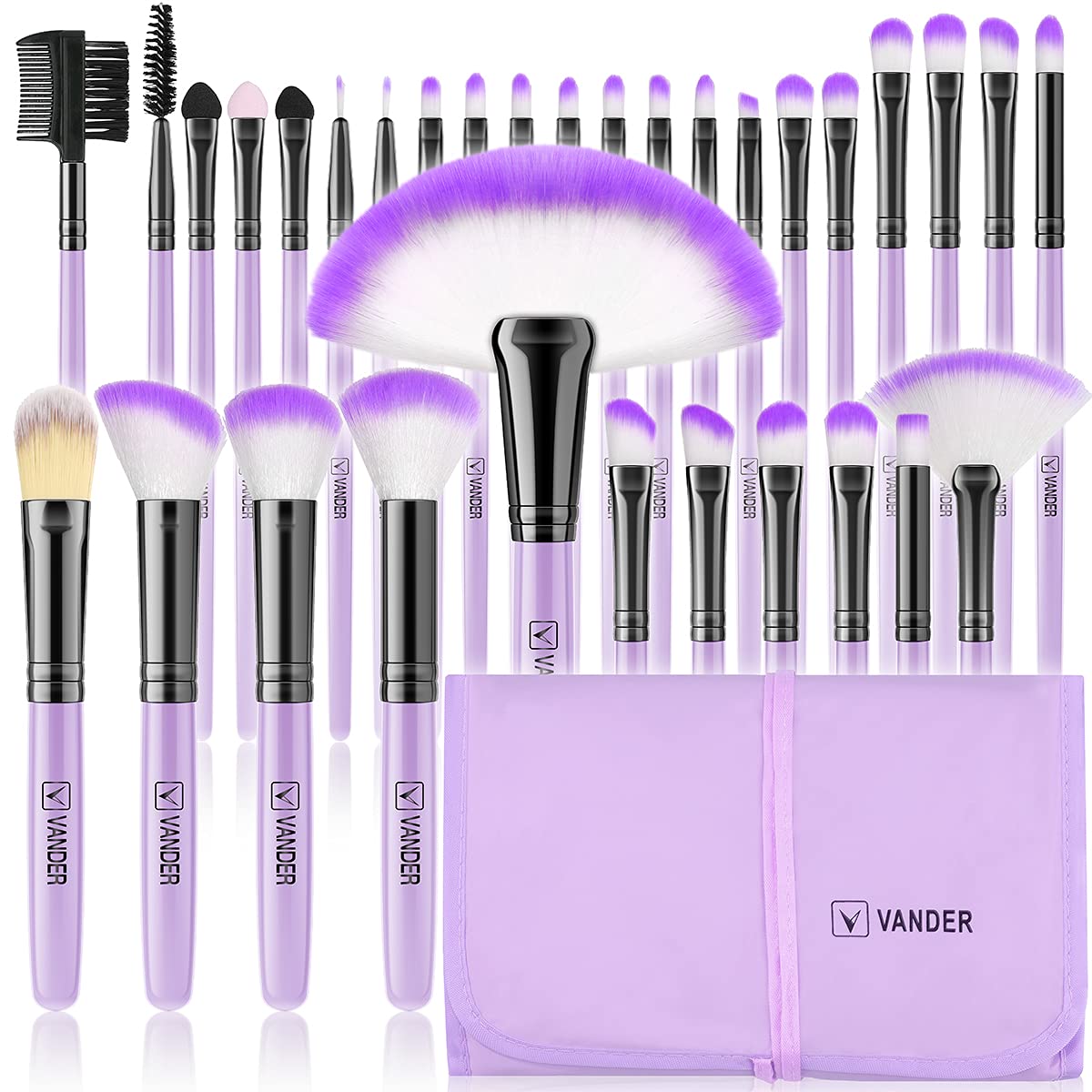 Make up Brushes, VANDER Professional 32pcs Makeup Brush Set, Makeup Brushes Set Foundation Blending Cosmetic Brush Set Kit,Purple Beauty & Personal Care Vander
