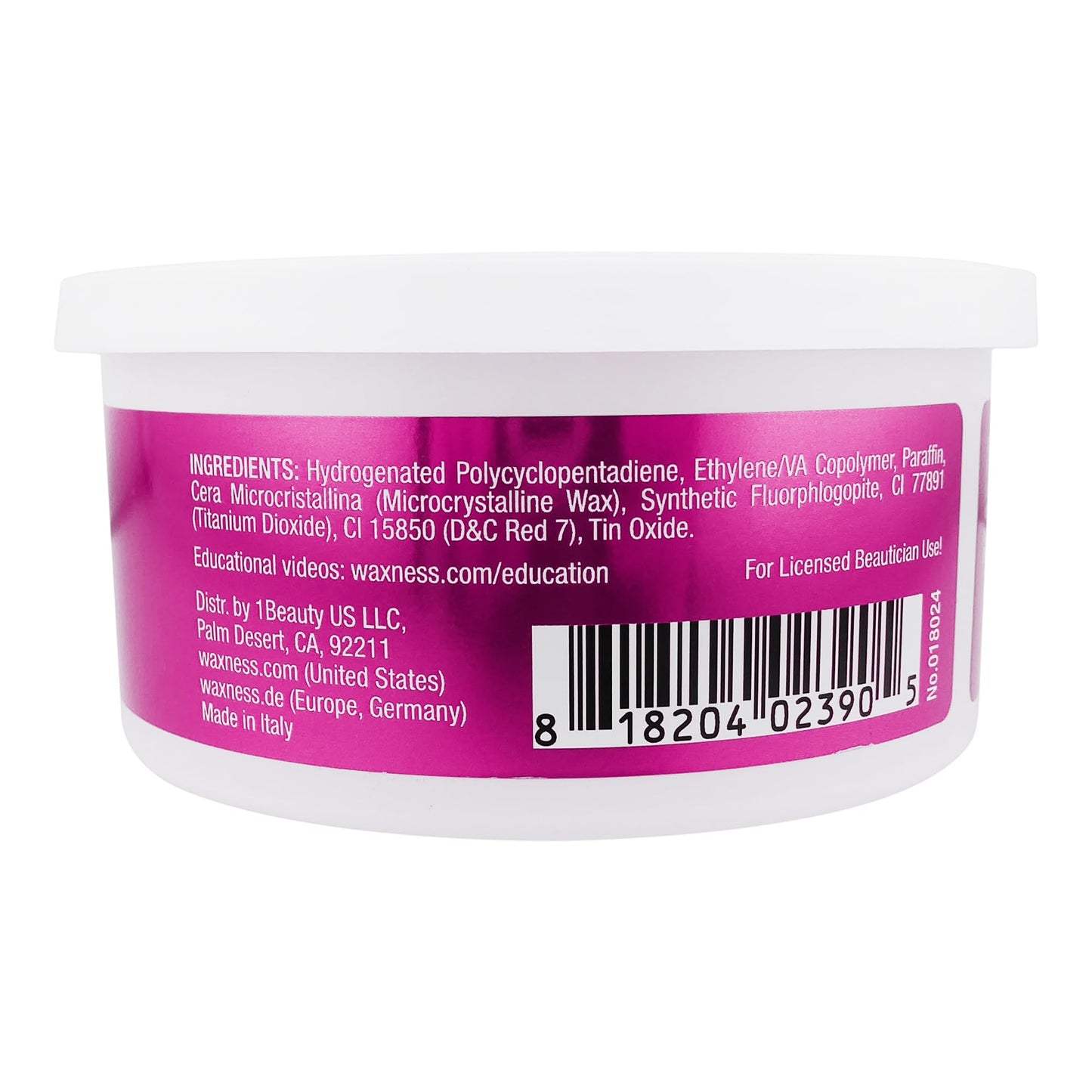 Waxness Pink Glow Hard Wax for Face & Eyebrows - 5 oz (140 g) Stripless Hard Wax with Gel-Like Texture and Pink-Magenta Color, Professional Use - Made Beauty and Personal Care Waxness