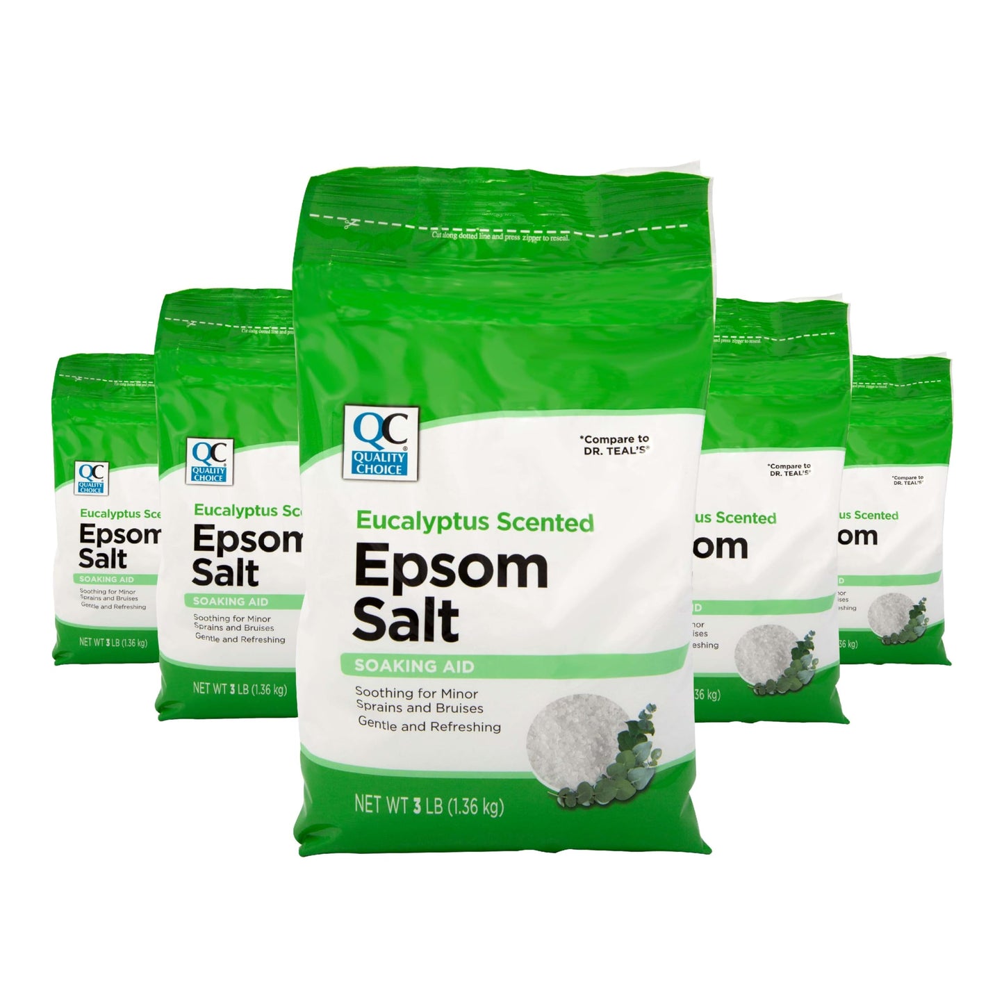 Quality Choice Eucalyptus Epsom Salt, Soaking Solution for Aches, Pains, Sprains or Bruises. Cold and Flu Bath Salts Soaking aid 5-3 Pound Bags Beauty and Personal Care Quality Choice