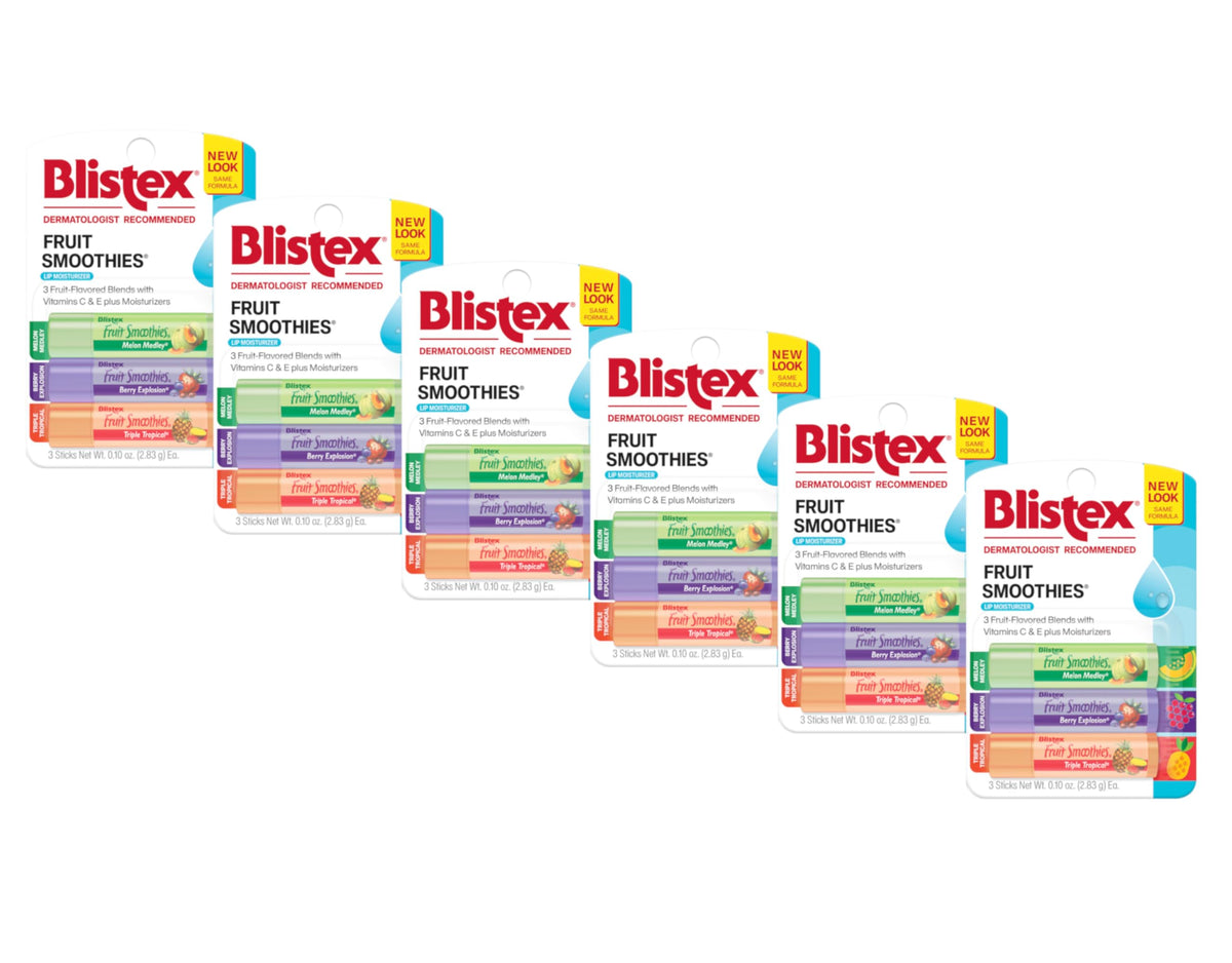 Blistex Fruit Smoothies Lip Moisturizers 3 Sticks 0.10 oz each Pack of 6 Beauty & Personal Care Blistex
