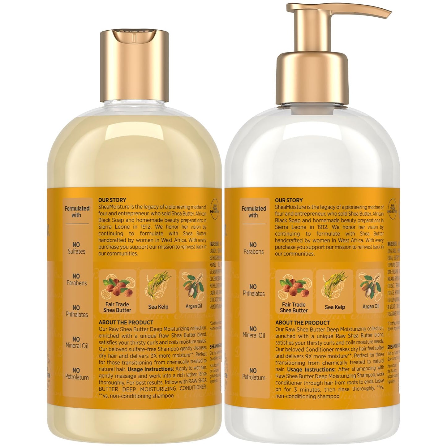 SheaMoisture Shampoo & Conditioner Set, Deep Moisturizing with Raw Shea Butter, Sea Kelp & Argan Oil for Coily & Curly Hair, 13 Oz Ea Beauty & Personal Care SheaMoisture