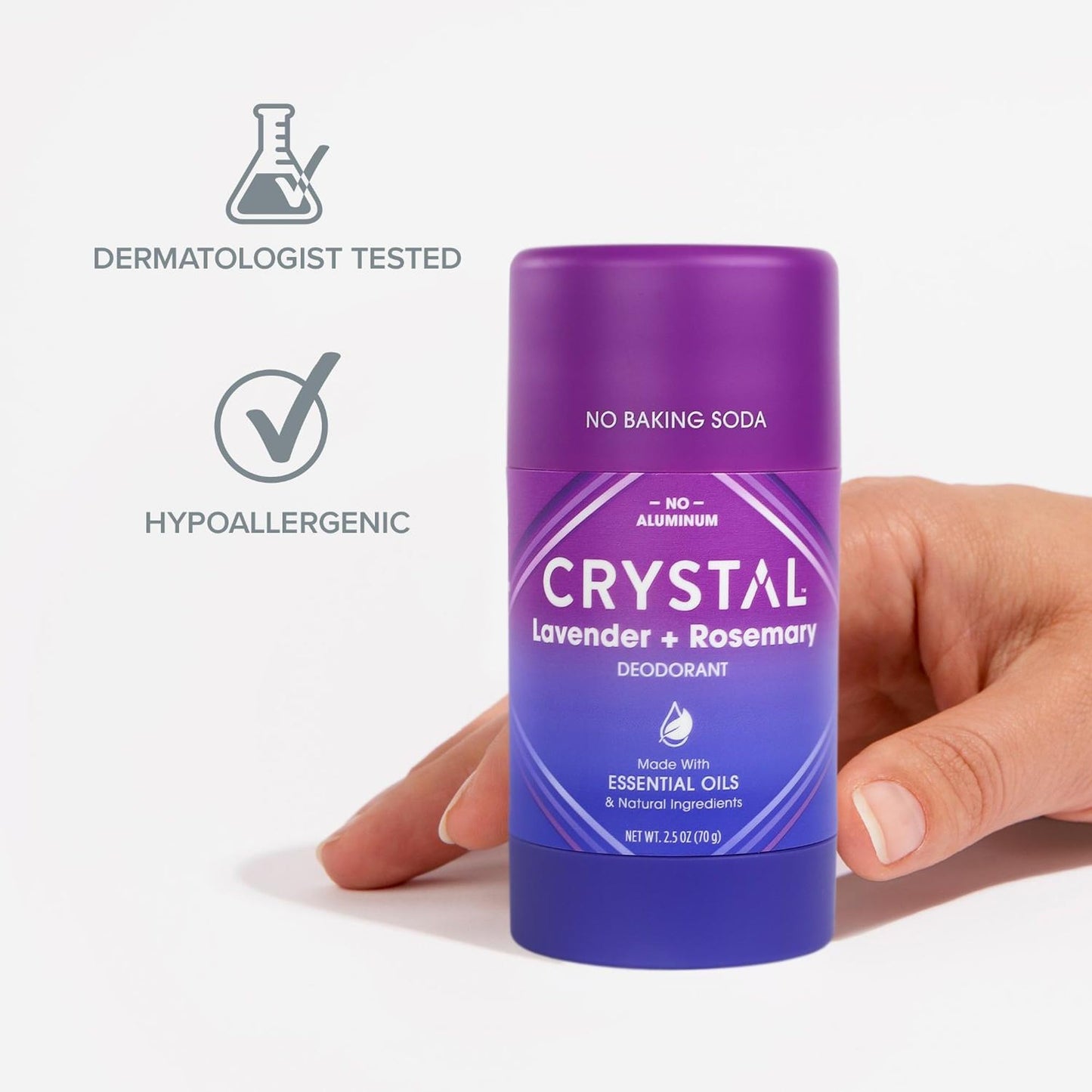 Crystal Magnesium Solid Stick Natural Deodorant, Non-Irritating Aluminum Free Deodorant for Men or Women, Safely and Effectively Fights Odor, Lavender Beauty and Personal Care Crystal Essence
