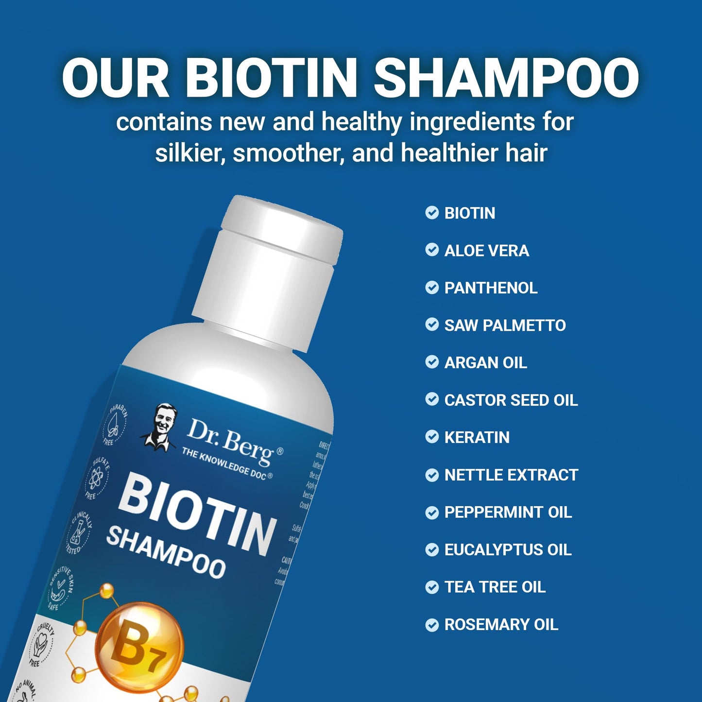 Dr. Berg Biotin Shampoo for Men & Women (Improved High-Performance Formula) - Independently Tested & Certified Paraben- Sulfate- & Silicone-Free Beauty and Personal Care Dr. Berg Nutritionals