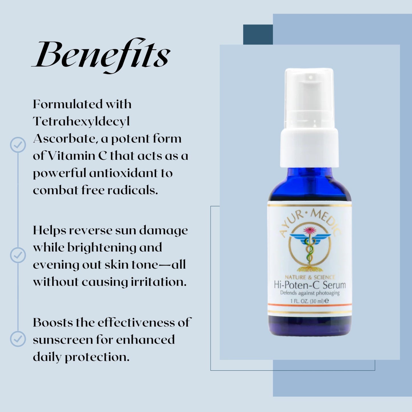 Ayur Medic Hi-Poten-C Serum Vitamin C Serum for Face, With Stable Vitamin C (Tertrahexyldecyl Ascorbate), Neossance Squalane, Vitamin E. For Dark Beauty & Personal Care AYUR MEDIC NATURE & SCIENCE