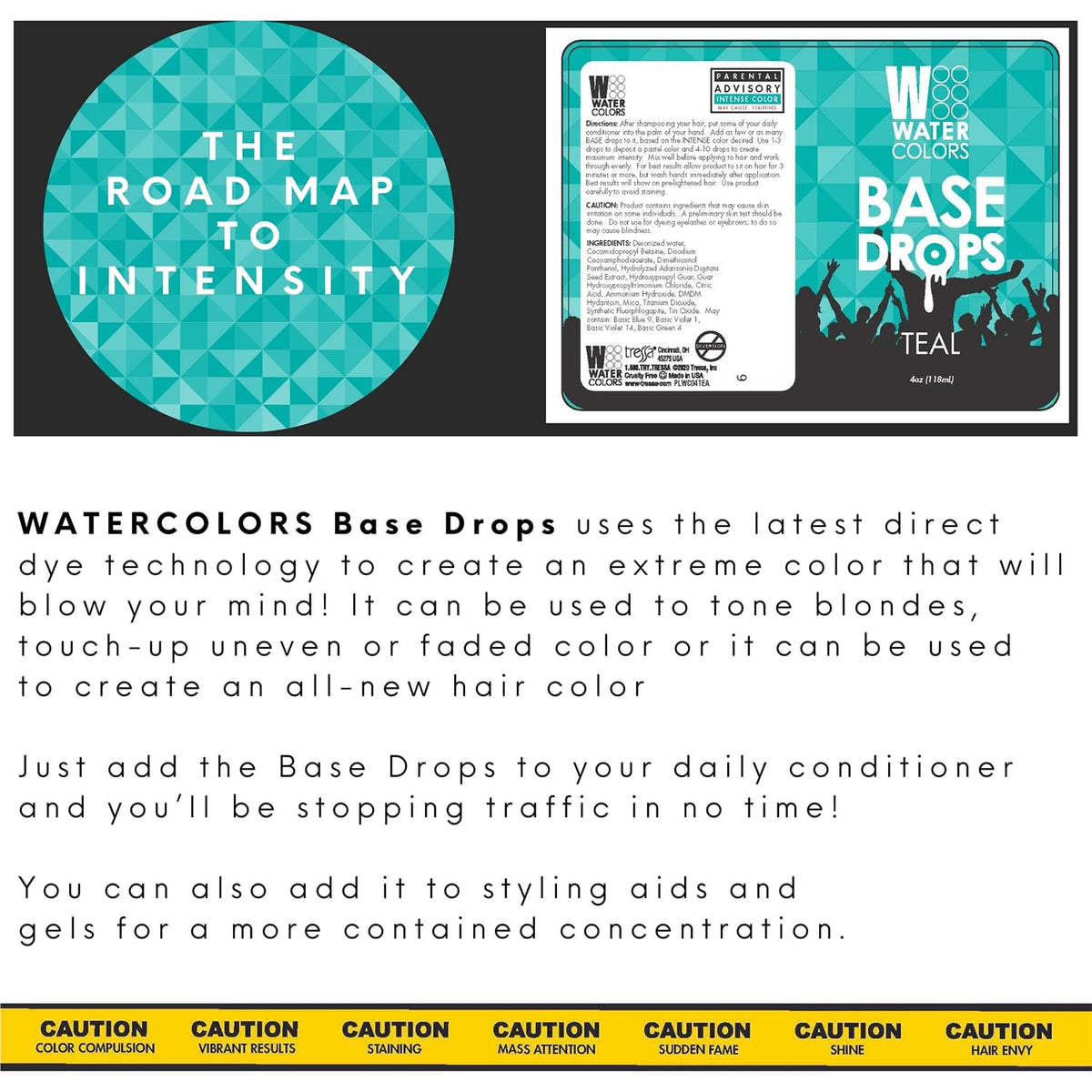 Watercolors Base Drops, Temporary Hair Dye Color Booster, Cruelty-Free, 4 oz - TEAL Beauty & Personal Care Watercolors