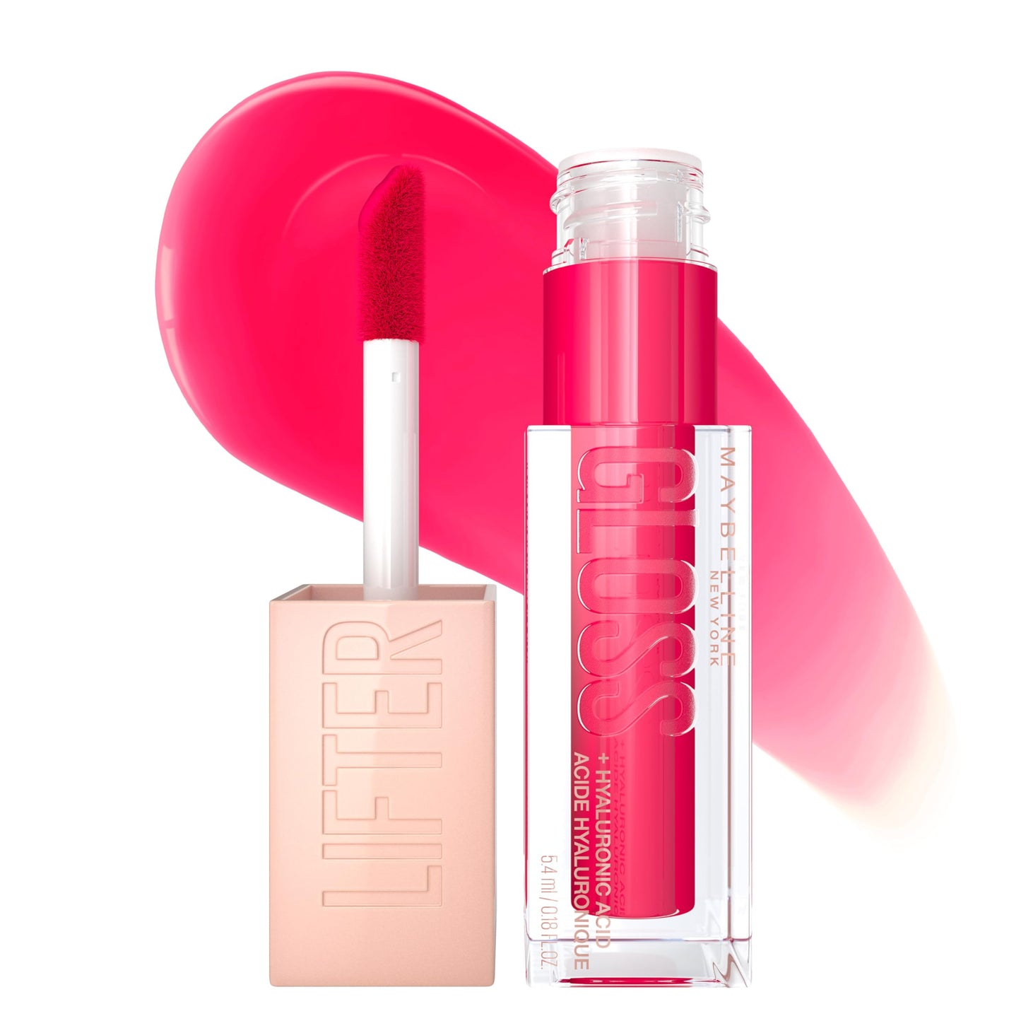Maybelline New York Lifter Gloss Hydrating Lip Gloss with Hyaluronic Acid, Bubblegum, Sheer Bright Pink, 1 Count Beauty & Personal Care MAYBELLINE