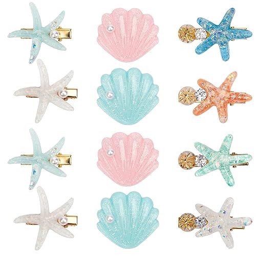 12 Pieces Shell Pearl Starfish Hair Clip Set, Catcan Seashell Hair Clips Starfish Alligator Clips for Women Headwear Styling Tools Accessories Beauty & Personal Care Catcan