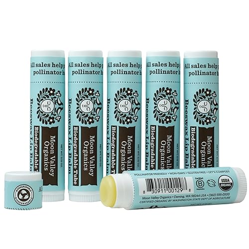 Moon Valley Organics Beeswax Lip Balm for Moisturizing Lips and Cuticles (COOL MINT VANILLA, 6-Pack) Beauty & Personal Care Moon Valley Organics