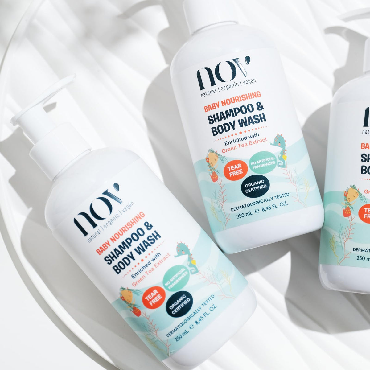 NOV natural organic vegan Baby Shampoo & Body Wash | Tear-Free, Plant-Based Formula for Gentle Cleansing, Nurturing, and Ethical Care, Free from