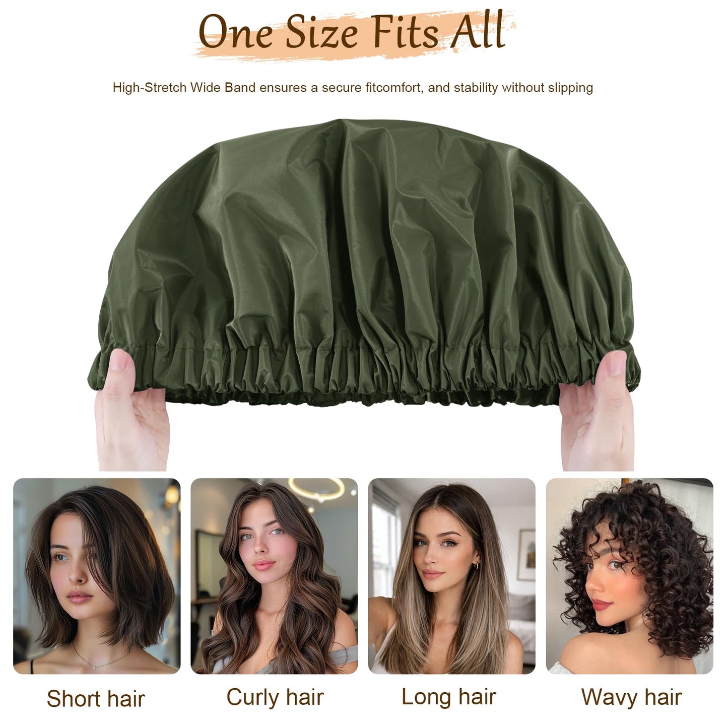 Doitory Satin Lined Shower Cap for Women, Reusable Waterproof Hair Cap, Large Washable Bath Caps with Soft Elastic Band, Protect Long Hair Braids(Dark Beauty and Personal Care Doitory