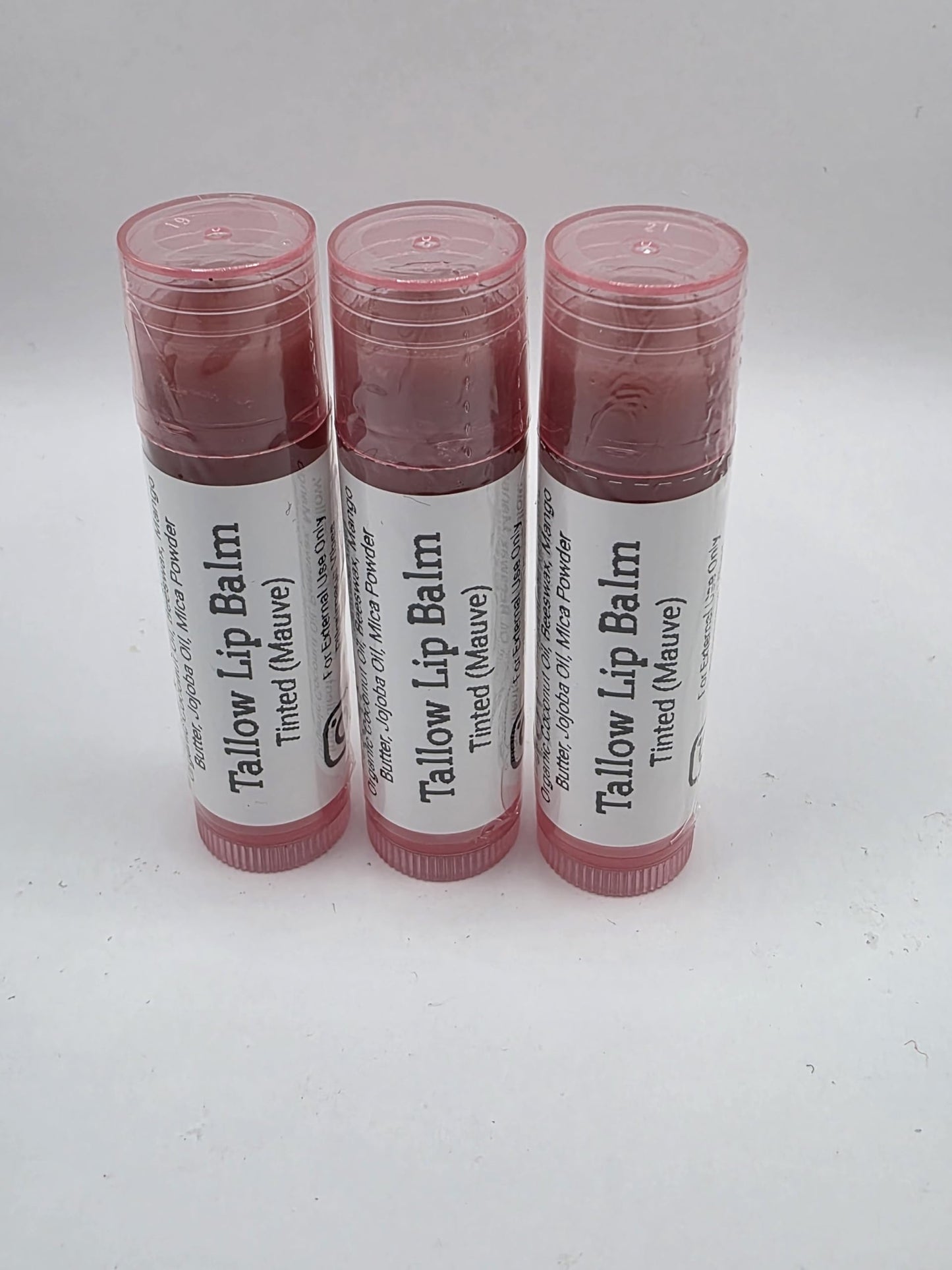 Tallow Lip Balm (3 Pack) (Tinted Mauve) Handmade Grass Fed Beef Tallow Lip Balm with Nourishing Oils Beauty and Personal Care Pilgrimage Vibes