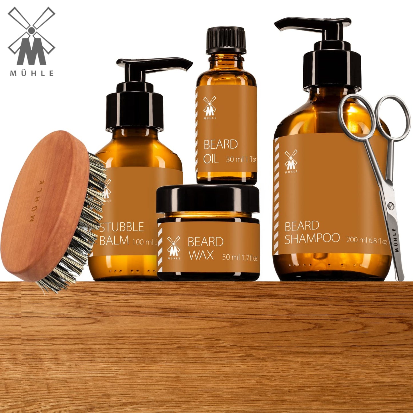 MÜHLE Beard Brush - Oval Shape to Comfortably Fit in Hand - Vegan Fibre Brush - Stimulate Beard Growth - Luxury Beard Accessory for Barbershop Beauty and Personal Care MÜHLE