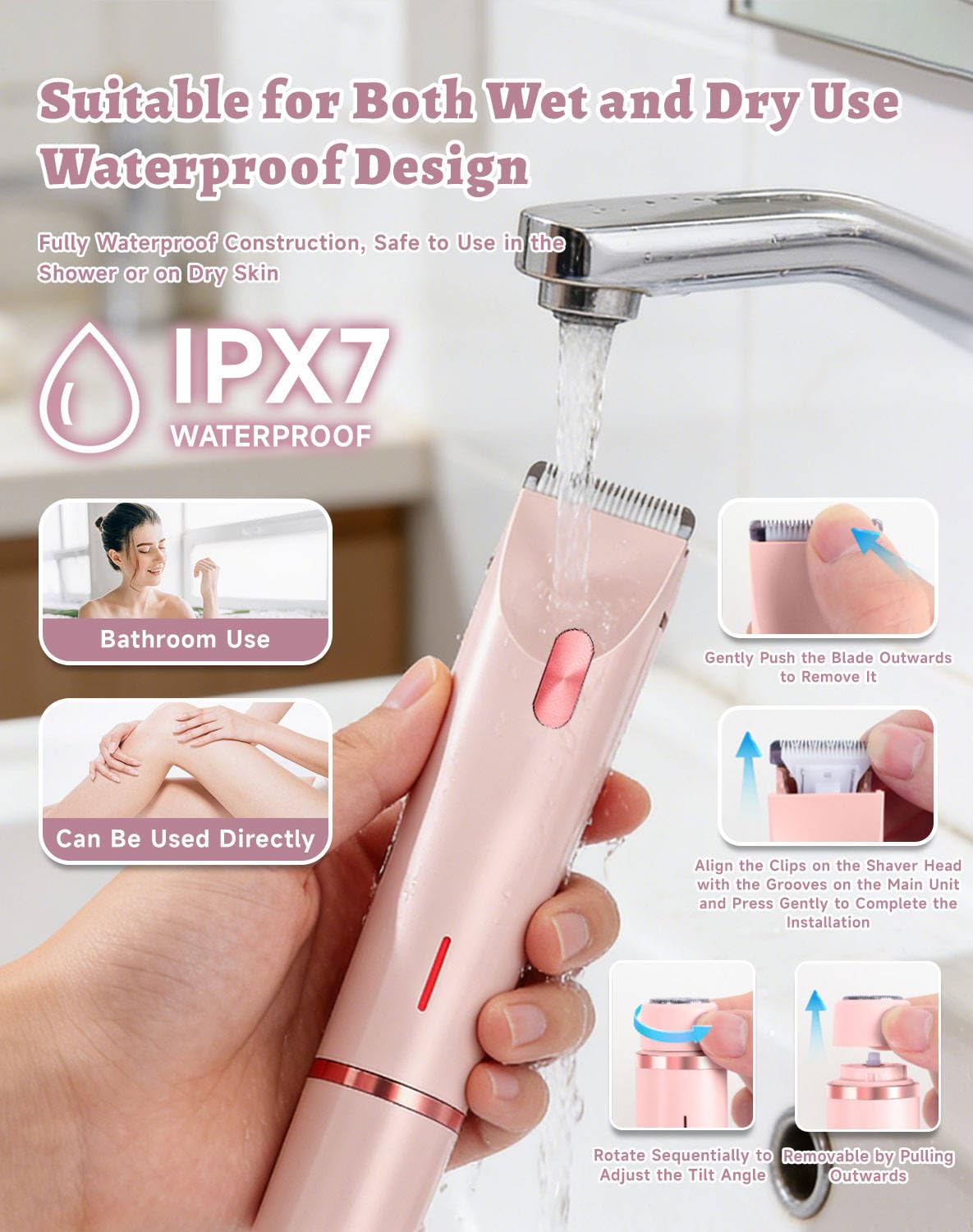 Dermavel Trimmer 2.0 Women, Ergonomic 2-in-1 Body & Facial Hair Trimmer, Luxury Skin Gentle Electric Razor, Waterproof Rechargeable Grooming Shaver Beauty and Personal Care Dermavel