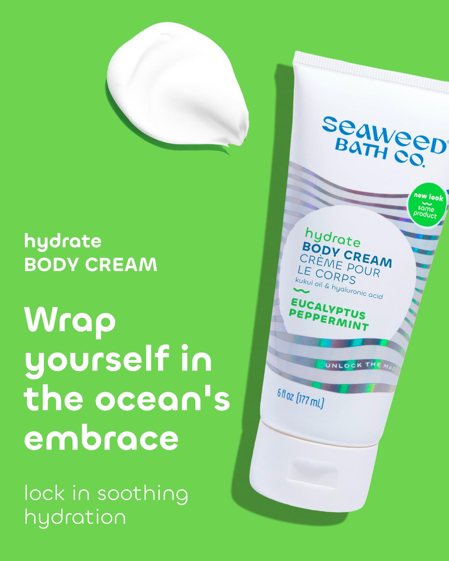 Seaweed Bath Co. Hydrate Body Cream - Eucalyptus Peppermint - Hydrating Scented Moisturizer for Body and Hands - With Vitamin E, Hyaluronic Acid Beauty & Personal Care The Seaweed Bath Co.