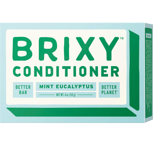 BRIXY Conditioner Bar for Hydration & Softness, All Hair Types, pH Balanced & Safe for Color Treated Hair, Vegan & Plastic-Free (1 Count, 4 oz) - Mint Beauty & Personal Care BRIXY