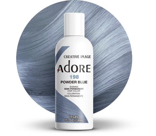 Adore Semi Permanent Hair Color (198 Powder Blue) | Vegan & Cruelty-Free Blue Hair Dye | No Ammonia, No Peroxide, No Alcohol | 4 Fl Oz Beauty & Personal Care Adore