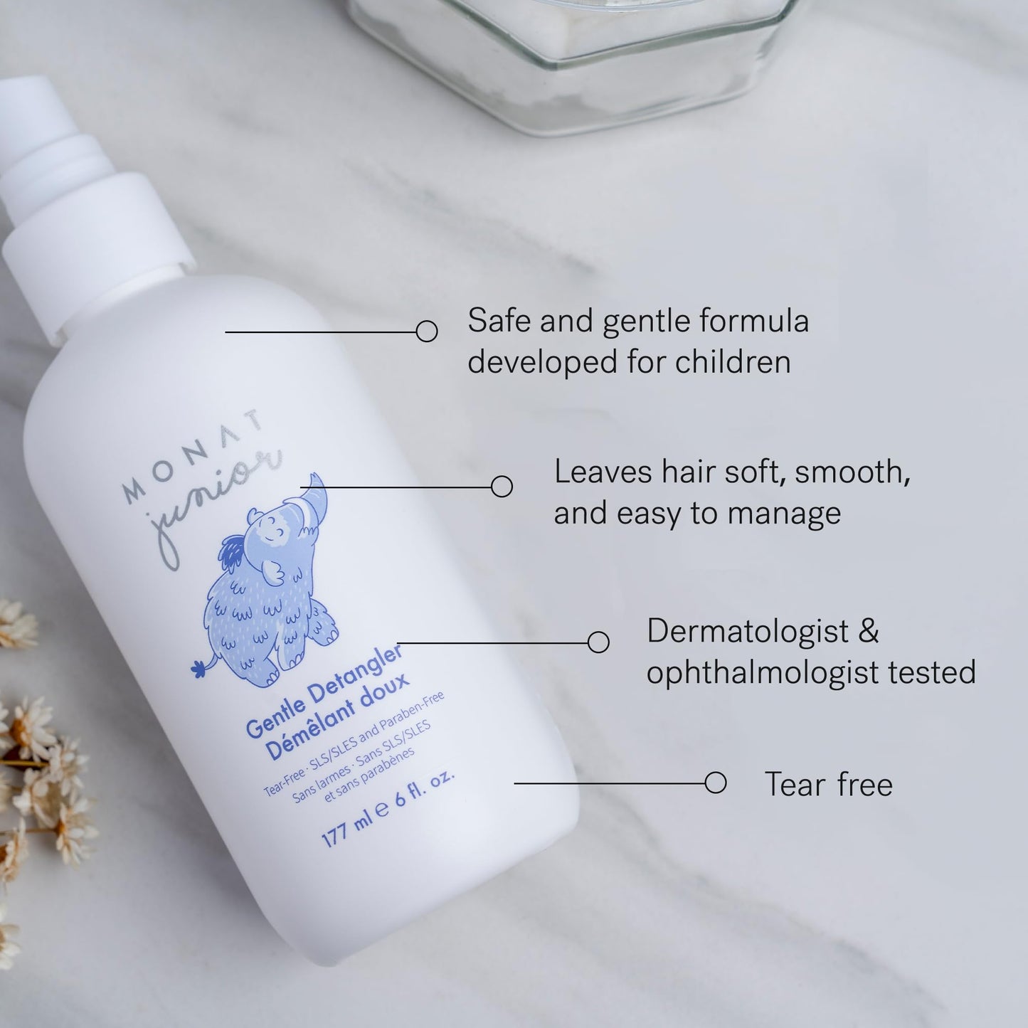 MONAT Junior Gentle 3-in-1 Hair Care System - Shampoo, Conditioner, Detangler for Children (8 fl. oz./6 fl. oz.) Beauty & Personal Care MONAT