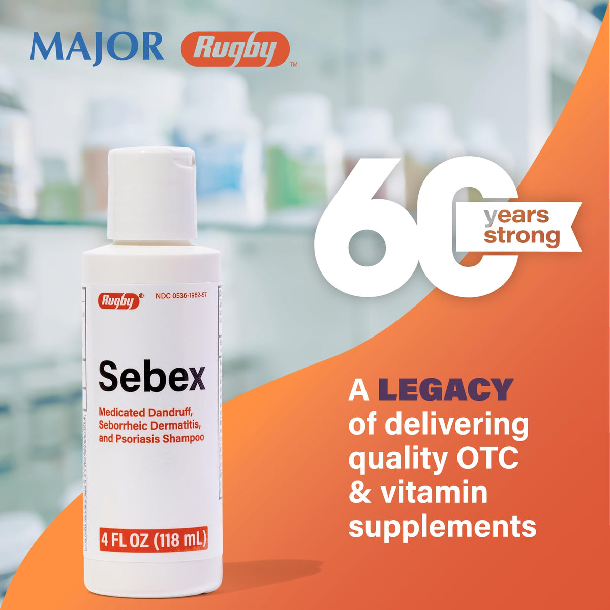 Rugby Sebex Medicated Shampoo, 2% Sulfur & Salicylic Acid, 4 Oz