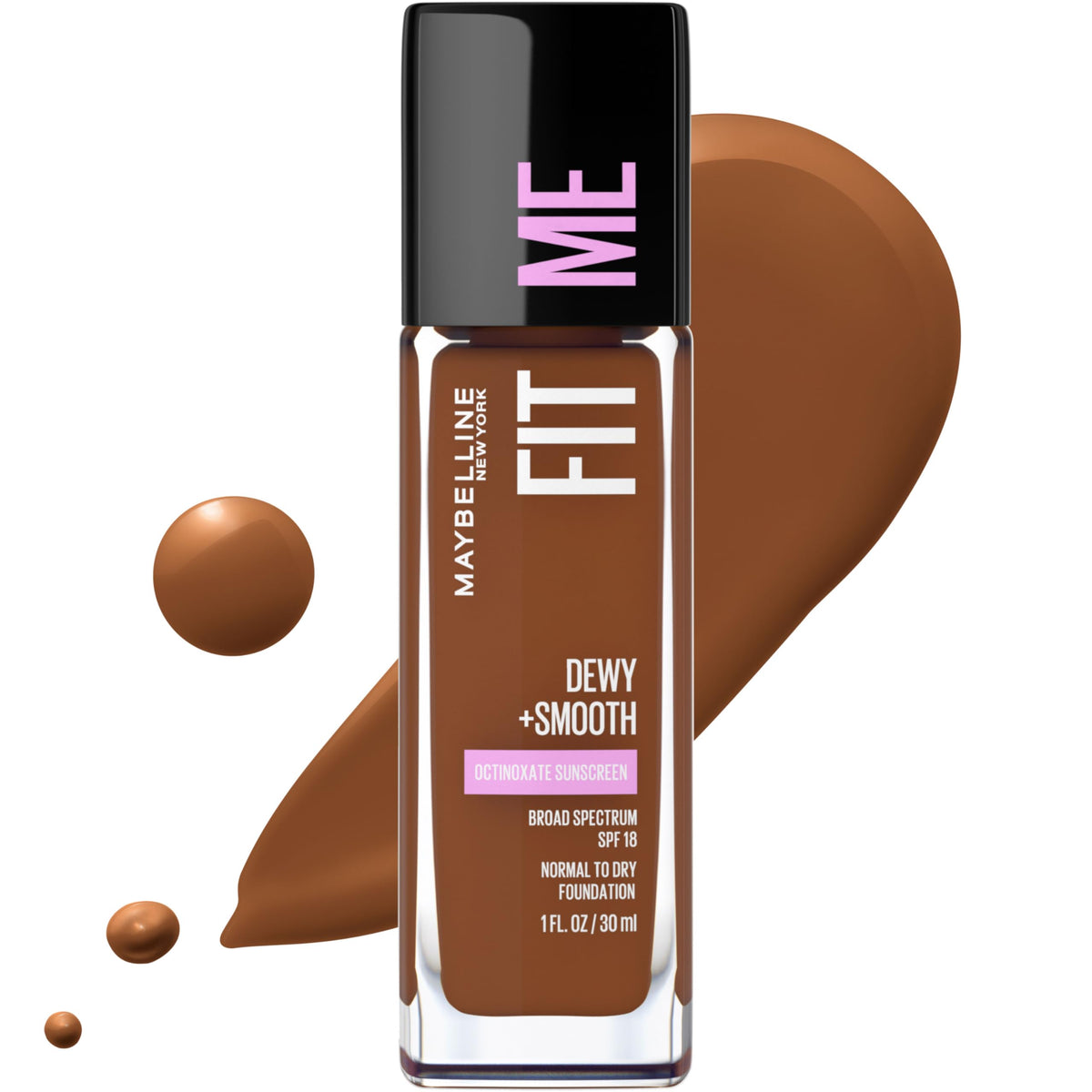 Maybelline Fit Me Dewy + Smooth Liquid Foundation Makeup, Java, 1 Count (Packaging May Vary) Beauty & Personal Care MAYBELLINE
