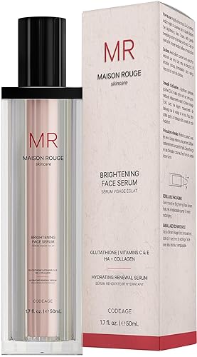 Maison Rouge Brightening Face Serum by Codeage - Glutathione Serum, Vitamin C, E, Hyaluronic Acid, Collagen - Radiance Enhancing - Parabens Beauty & Personal Care Codeage