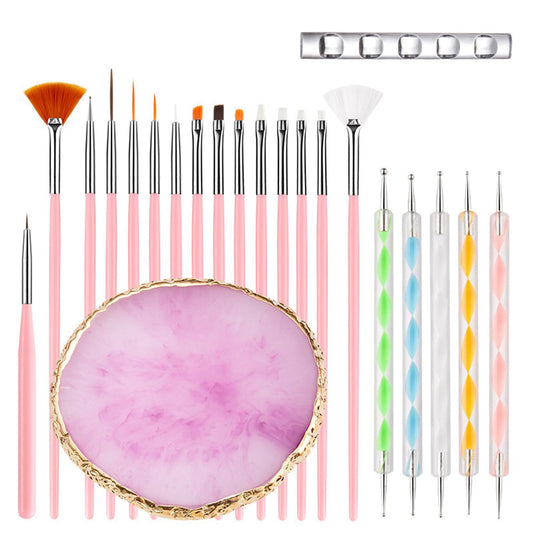 HomTop Nail Art Tools 22-piece Set, Resin Nail Art Palette, 2-way Acrylic Silicone Engraving Pen Dotting Pen Tools Nail Art Kit for Nail Art DIY Home Beauty and Personal Care HomTop Default Title