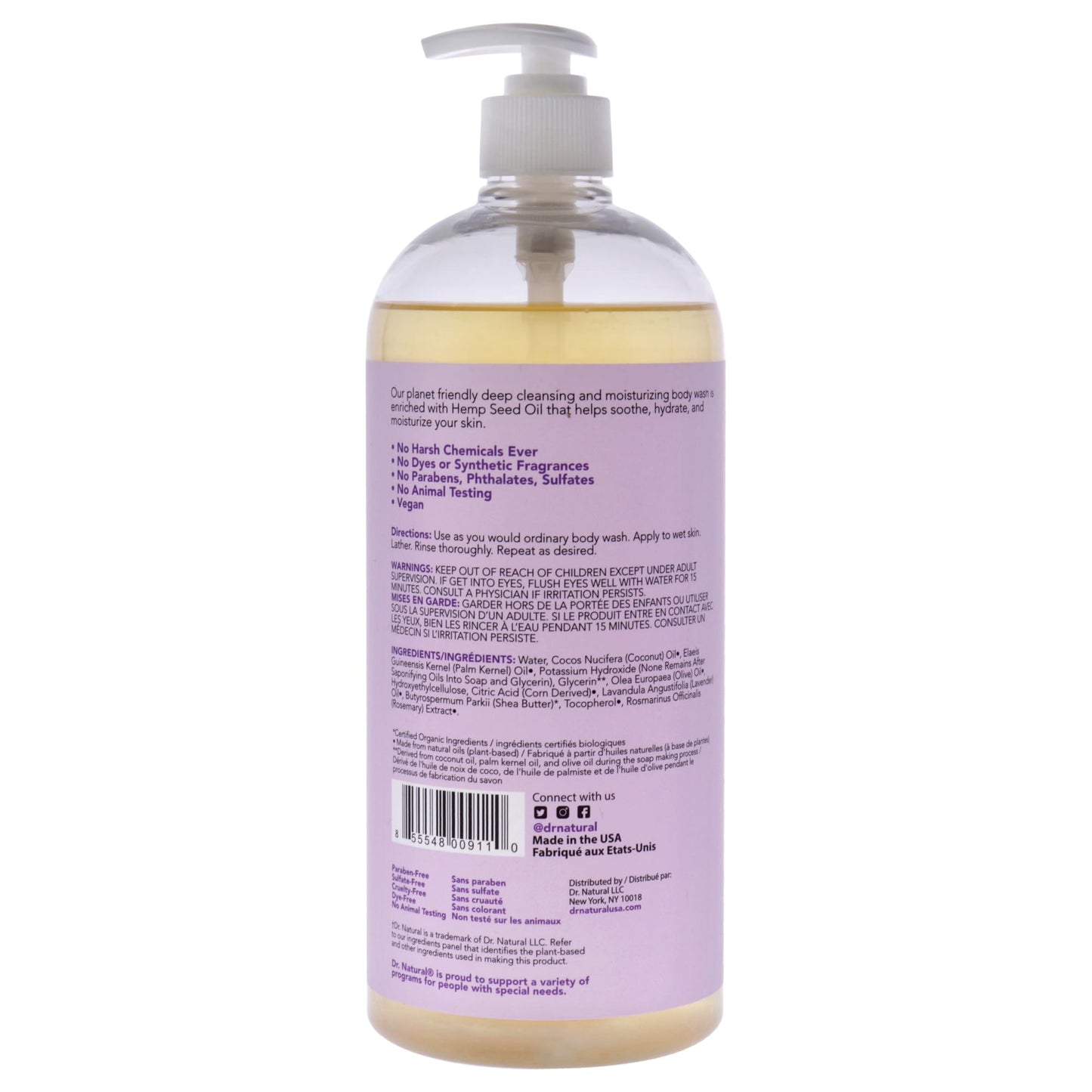 Dr. Natural Calming Lavender Oil Body Wash - Dry Skin Moisturizing Natural Body Wash with Shea Butter and Coconut Oil - For Family and Pets - 32 oz Beauty & Personal Care Dr. Natural
