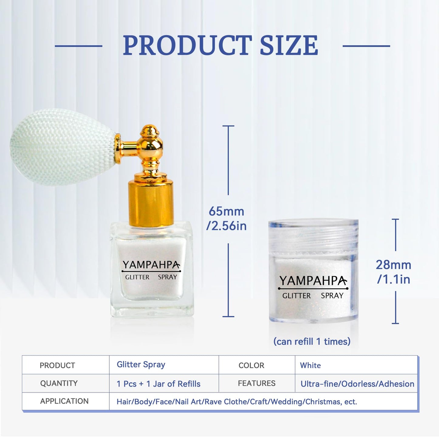 Body Glitter Spray, White Glitter Spray for Hair and Body, Include 1 Jar of Refills Beauty & Personal Care Yampahpa