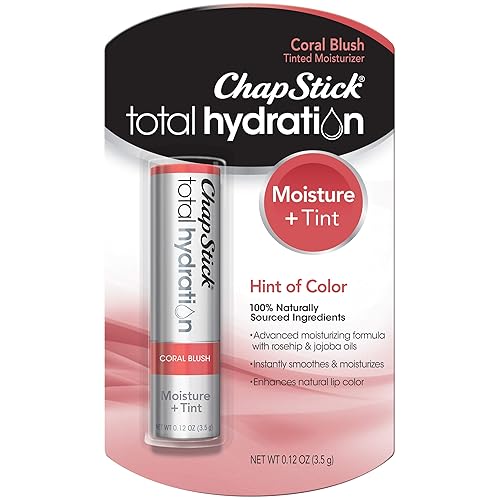 ChapStick Total Hydration Moisture + Tint Coral Blush Tinted Lip Balm Tube, Tinted Moisturizer - 0.12 Oz Beauty & Personal Care ChapStick