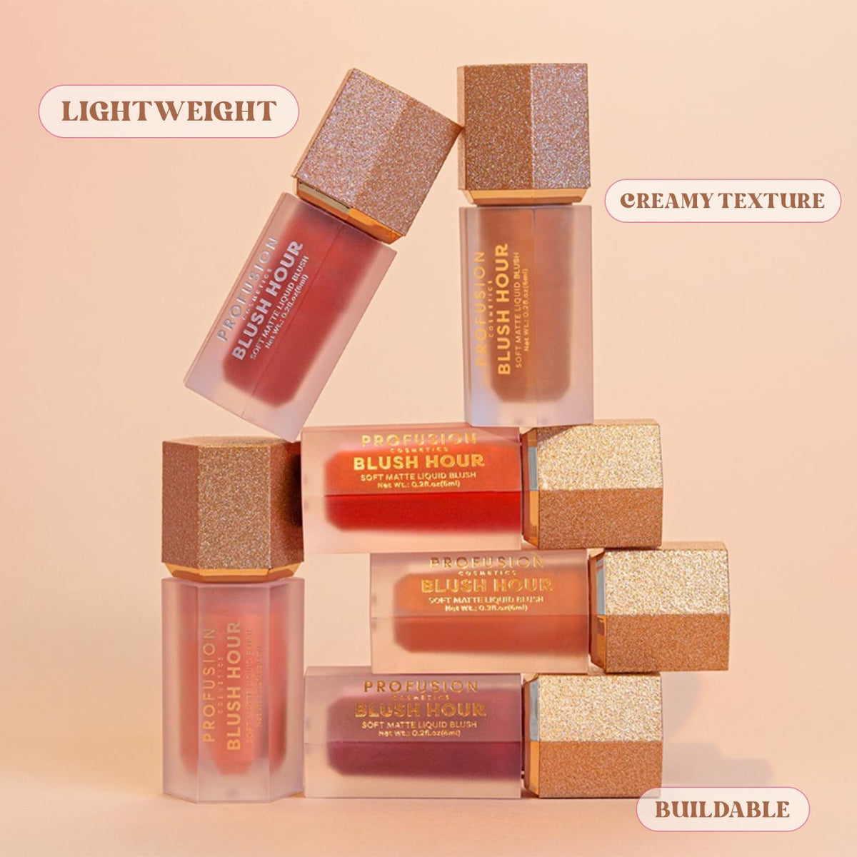Profusion Cosmetics Blush Hour Lightweight and Long Wearing Soft Matte Cream Blush, Buildable, Natural Finish, Radiant Glow (Paloma)
